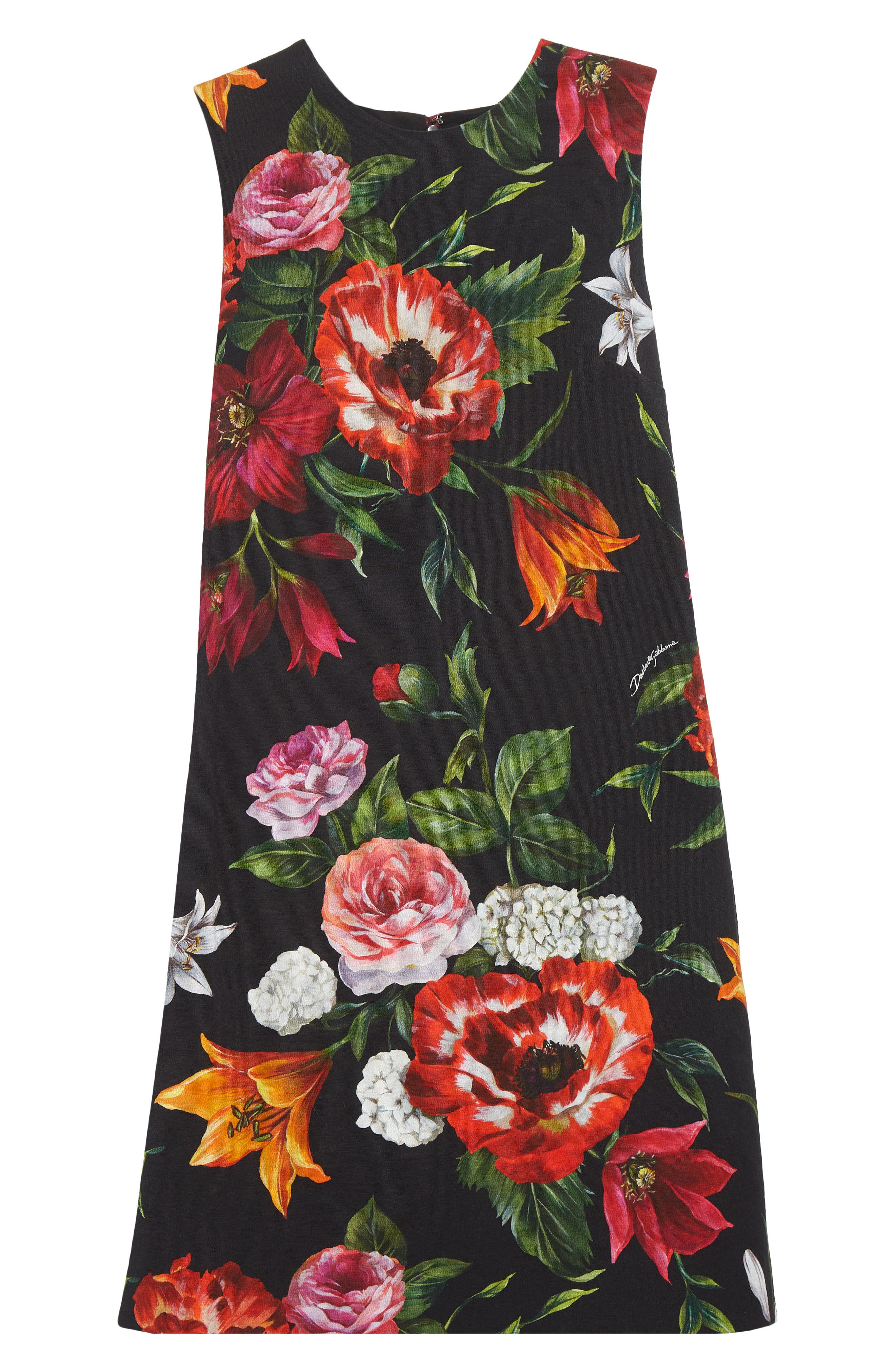 Dolce&Gabbana Floral Print Stretch Faille Shift Dress in Hn5Pb Anemoni Gigli F.nero at Nordstrom - 5