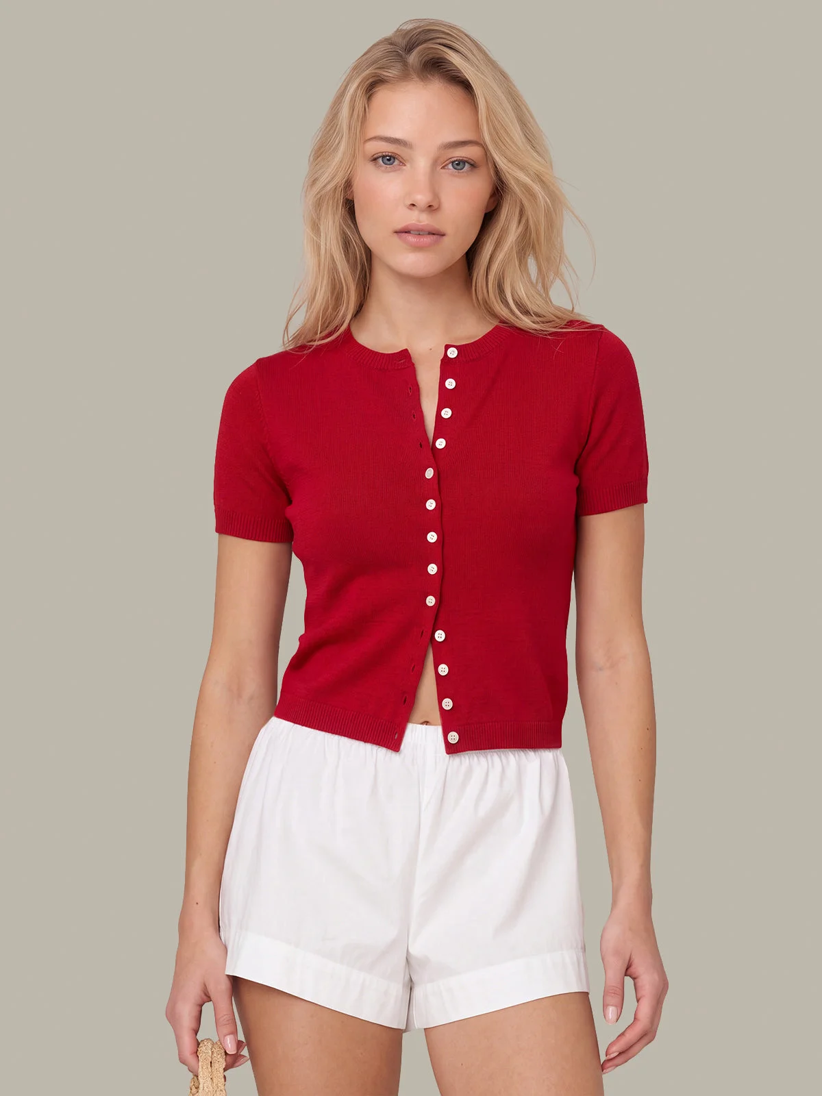 Anita: Button Front Short Sleeve Cardigan - 1