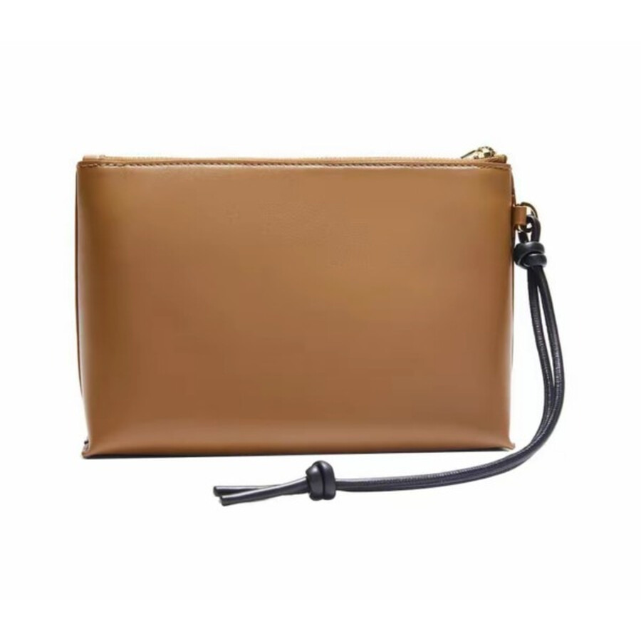 Loewe Knot T Calfskin Pouch In Oak / Black - 2
