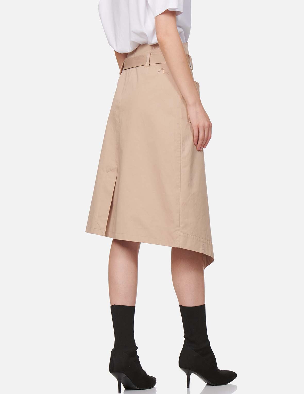 Fabric Mixed Wrapped Trench Skirt - 4