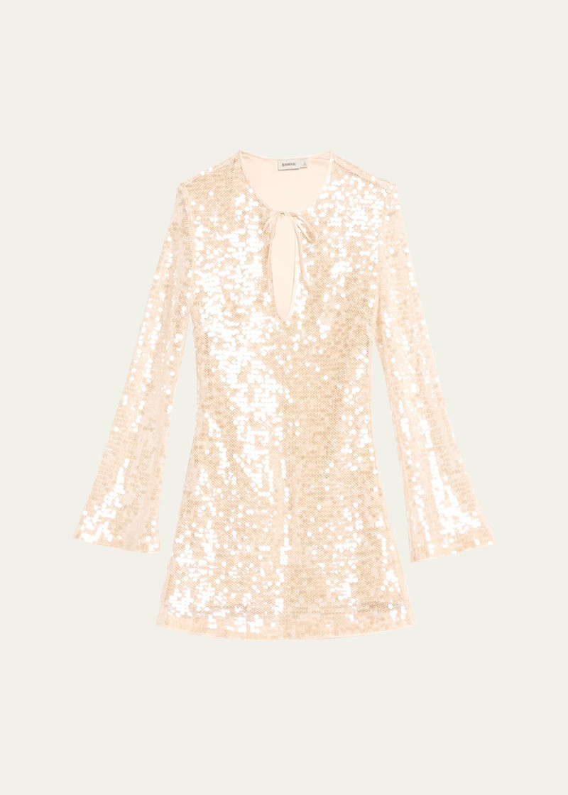 Kari Sequined Long-Sleeve Mini Dress - 1