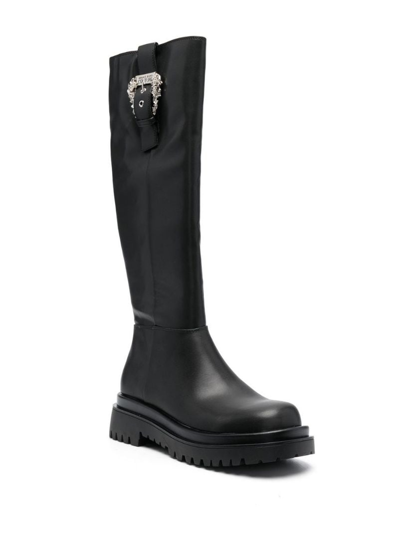 baroque-buckle knee-high boots - 2