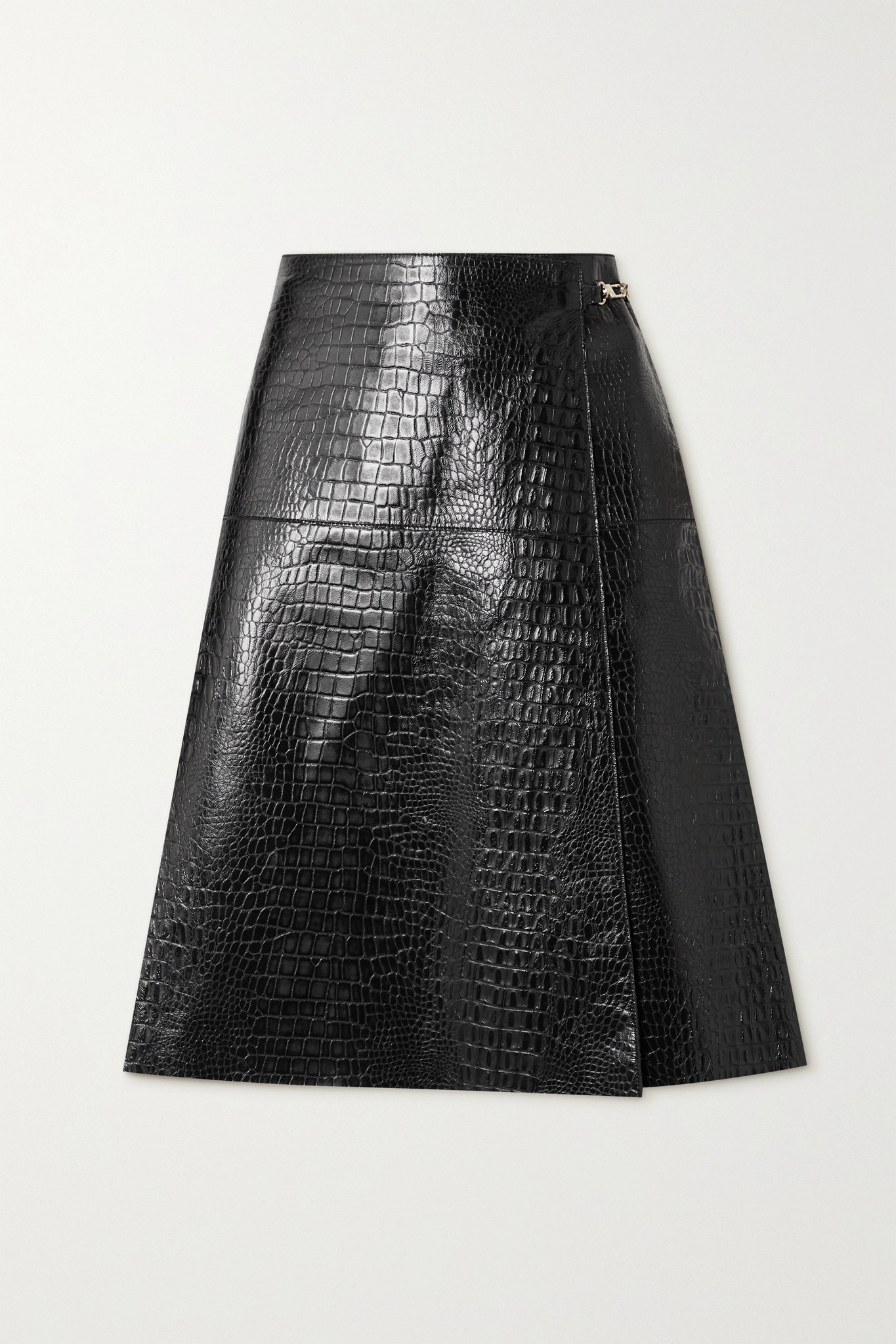 Croc-effect leather wrap skirt - 1