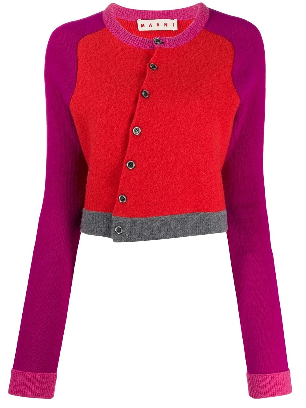 diagonal buttons cropped cardigan - 1