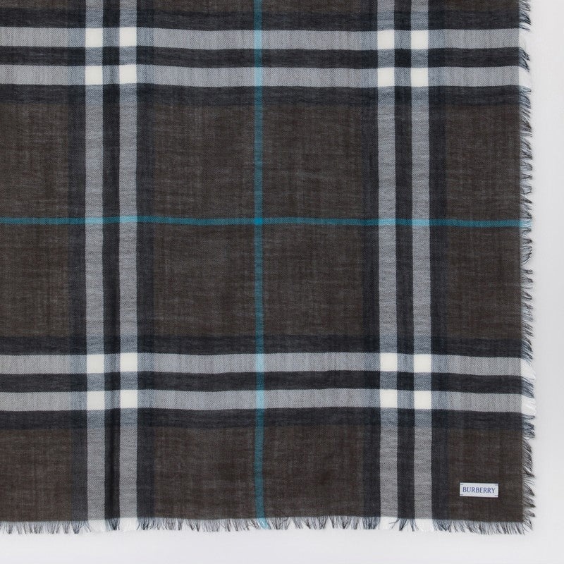 Burberry Light Wool Scarf Check Brown Men - 3