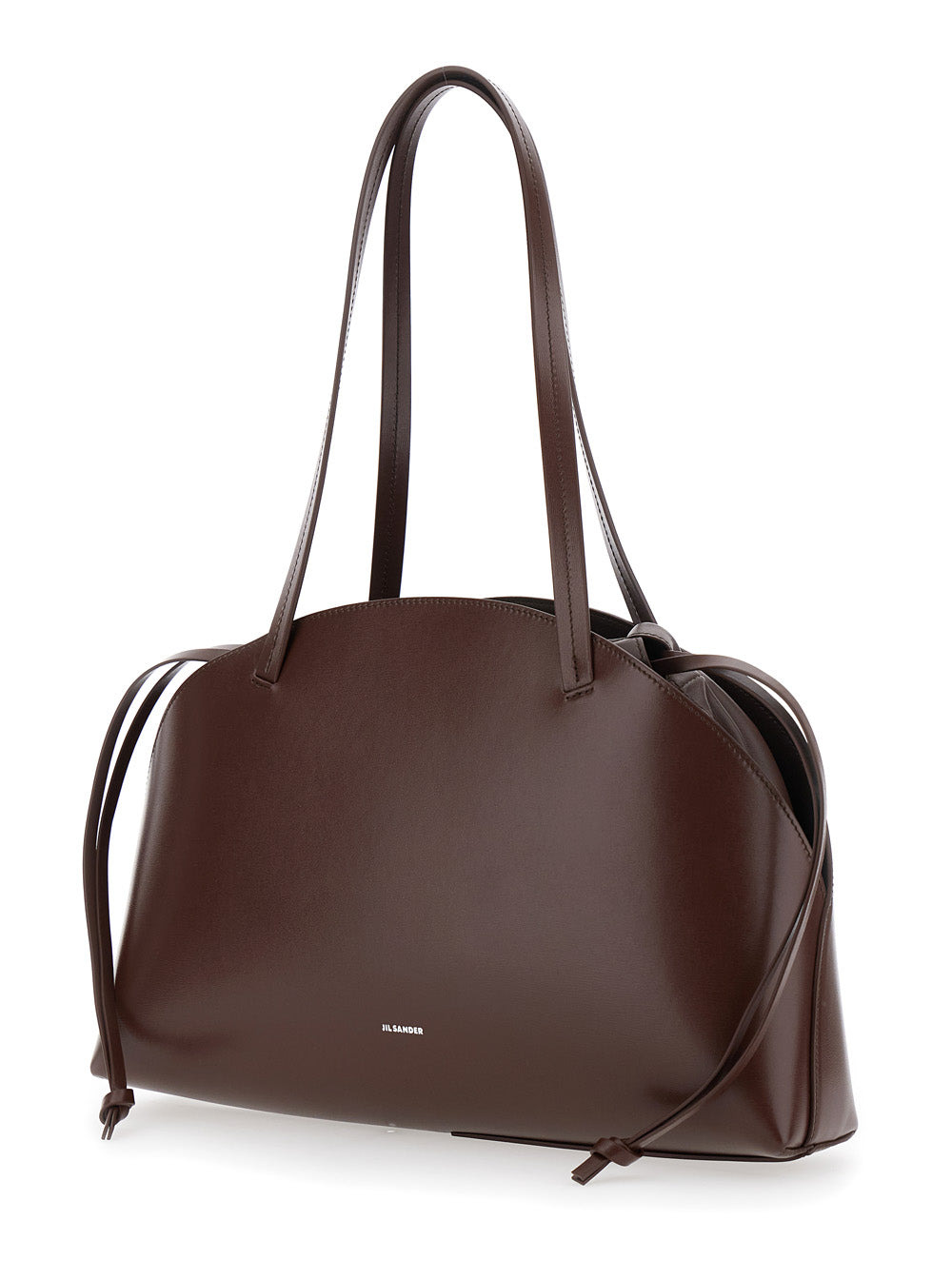 Jil Sander Women 'Curve Medium' Brown Shoulder Bag With Embossed Logo On The Front And Curved Design - 2