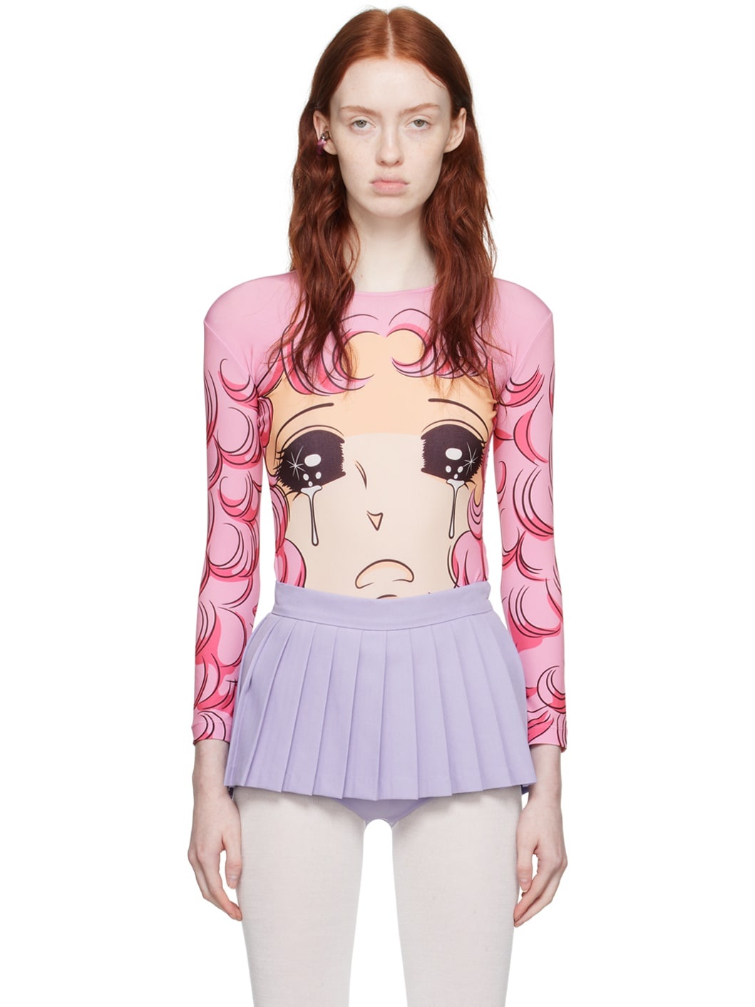 SSENSE Exclusive Pink Crying Girl Long Sleeve T-Shirt - 1