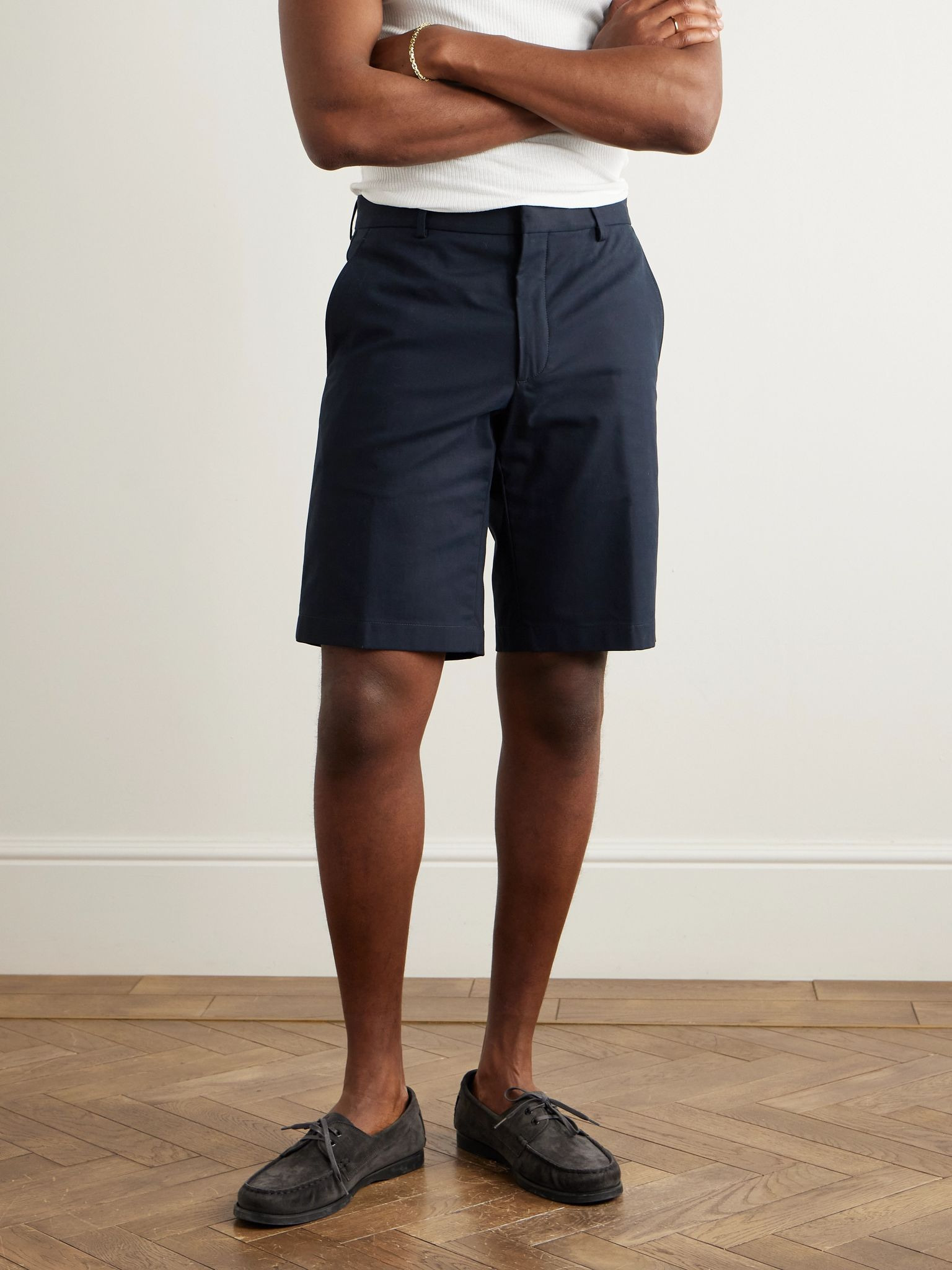 Jarno Straight-Leg Stretch-Cotton Bermuda Shorts Navy - 3