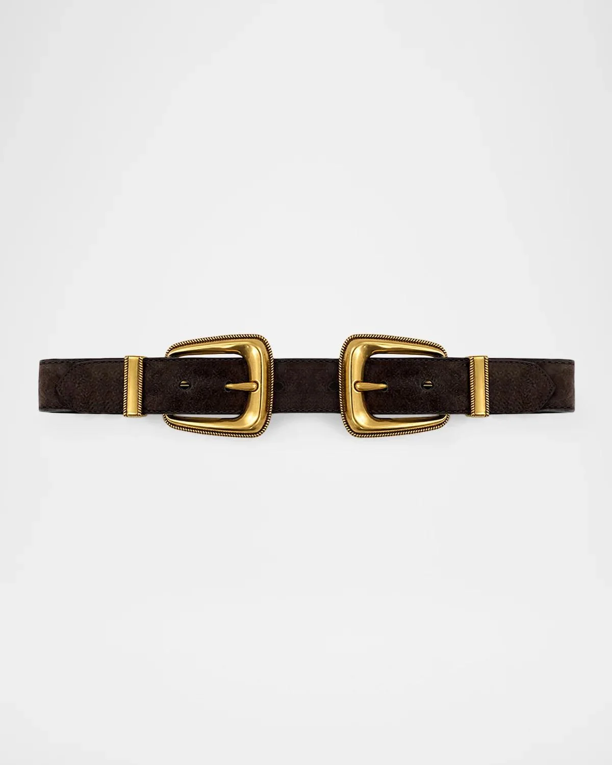 Arch Double-Buckle Suede Waist Belt - 1