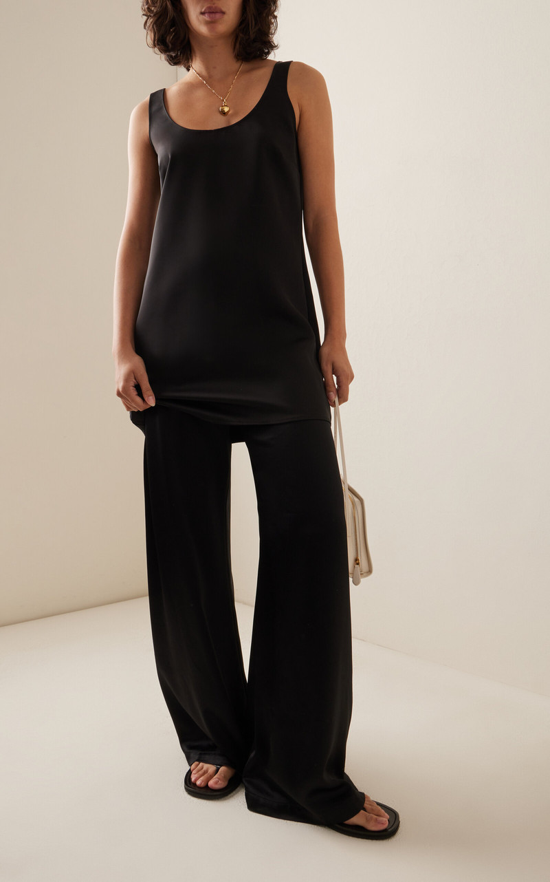 LESET Barb Satin Wide-Leg Pants black outlook
