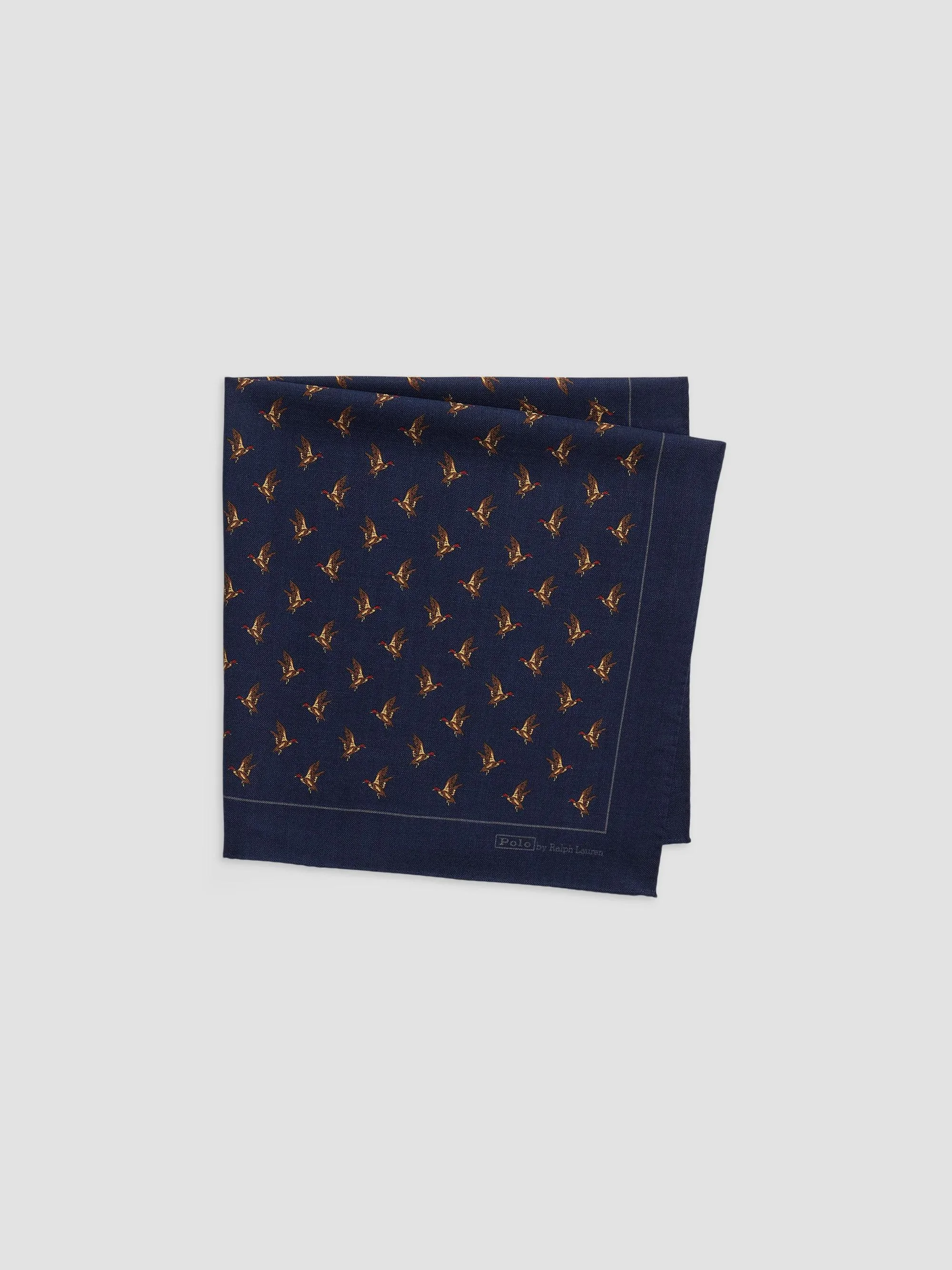 Men's Duck-Print Wool Challis Bandanna - Navy - 1
