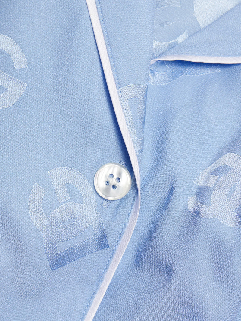 Women's Silk Satin Jacquard DG Logo Pajama Shirt - Very Light Lilac 6
