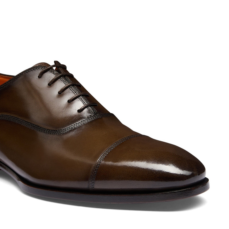 Men's dark brown leather Oxford shoe 6