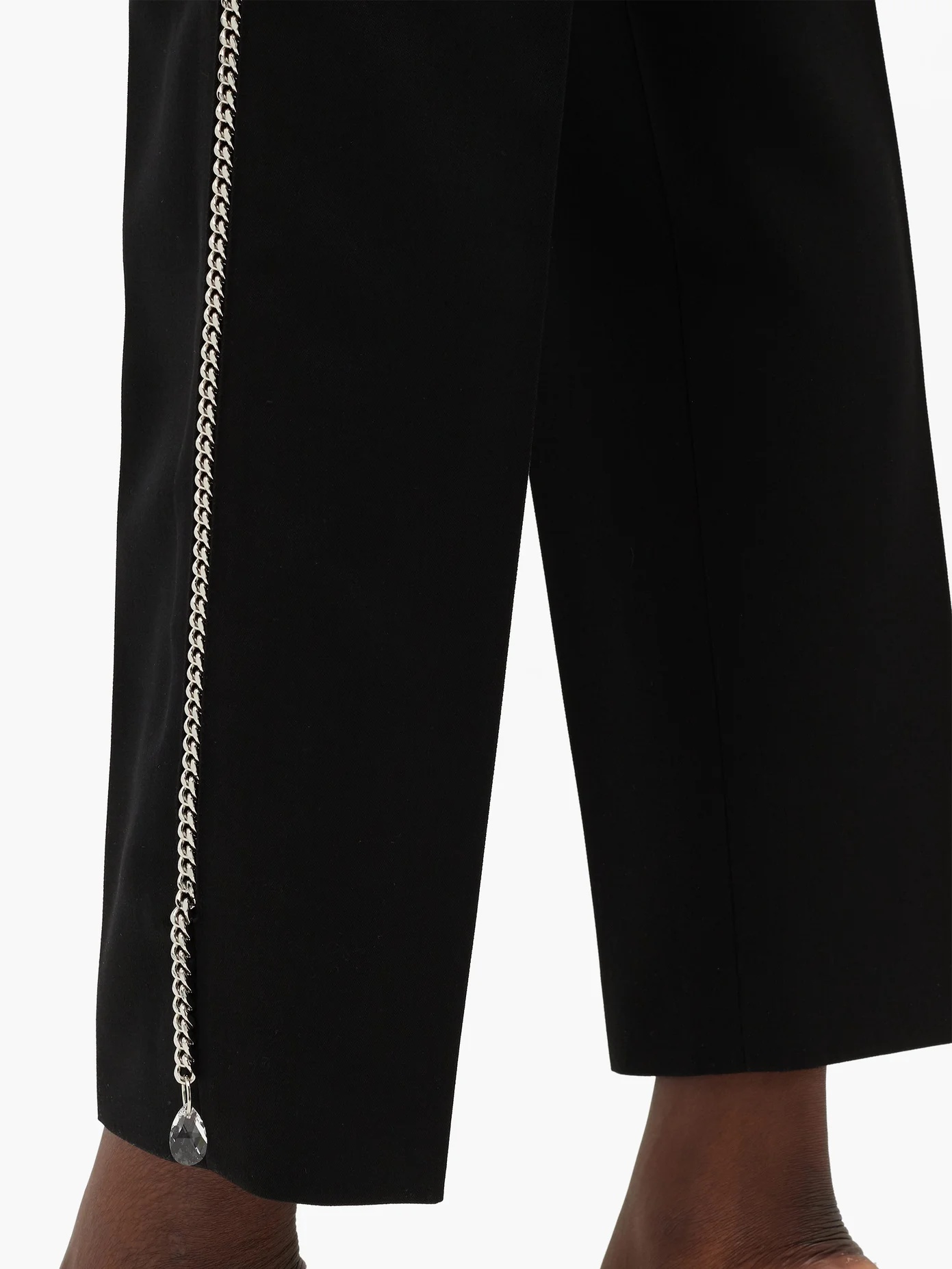 Draped-chain virgin-wool tailored trousers - 3