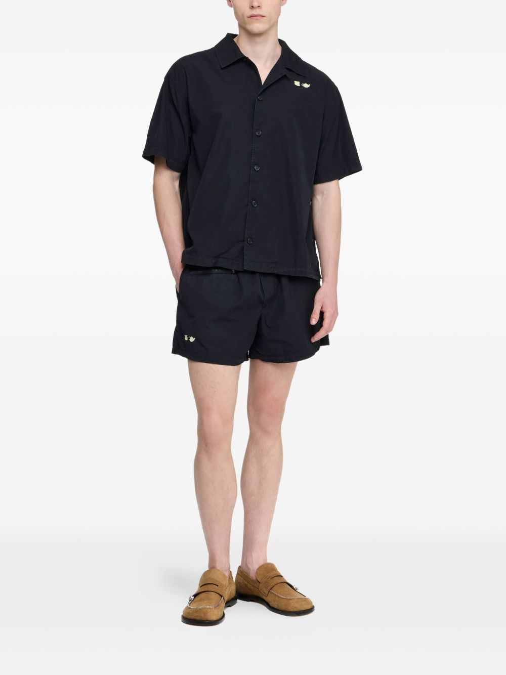 embroidered-detail short-sleeve shirt - 2