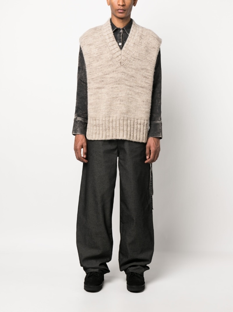 wide-leg cotton-blend trousers - 1