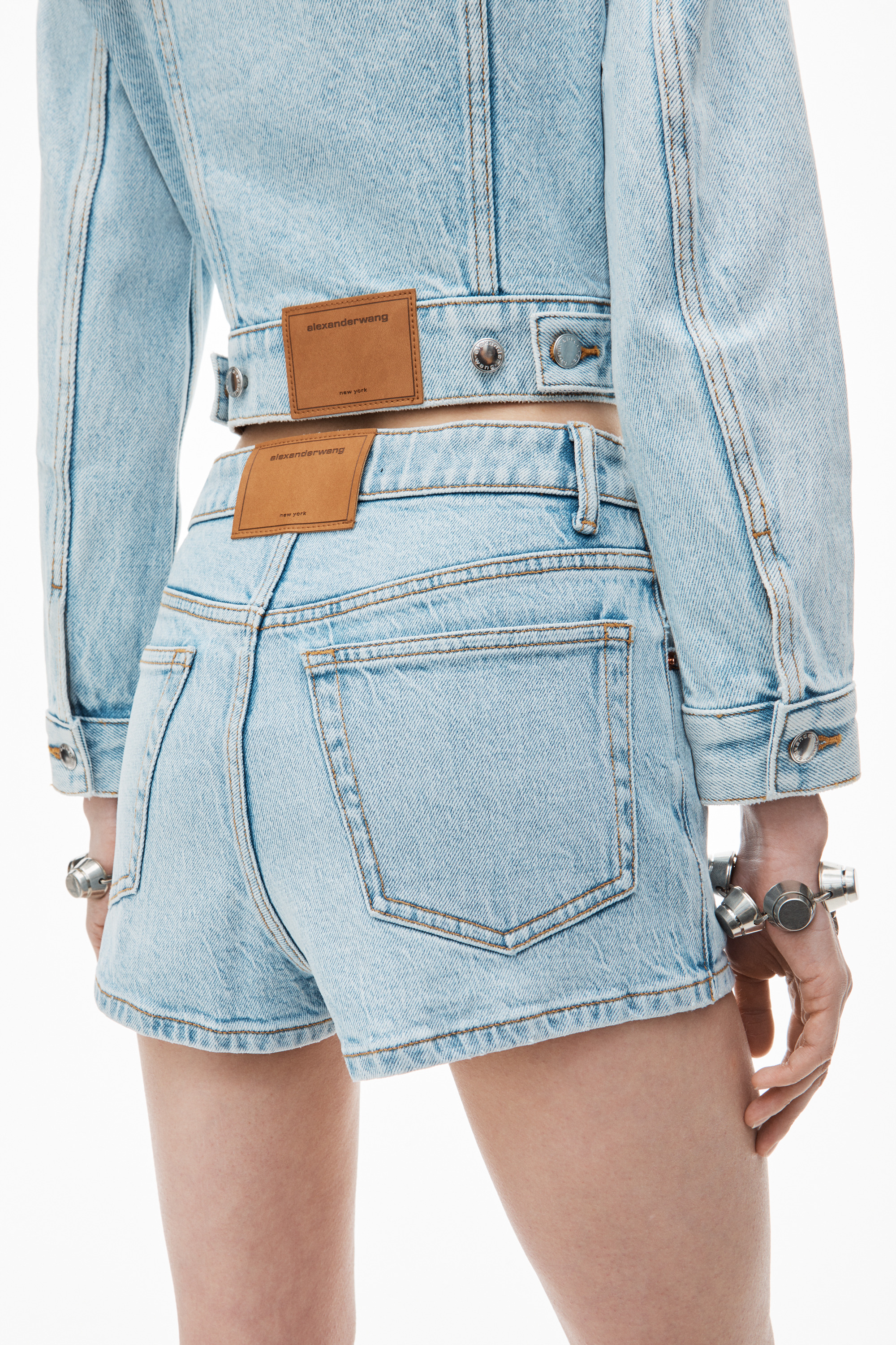 Mid Rise Mini Skort in Comfort Denim Stretch - 4