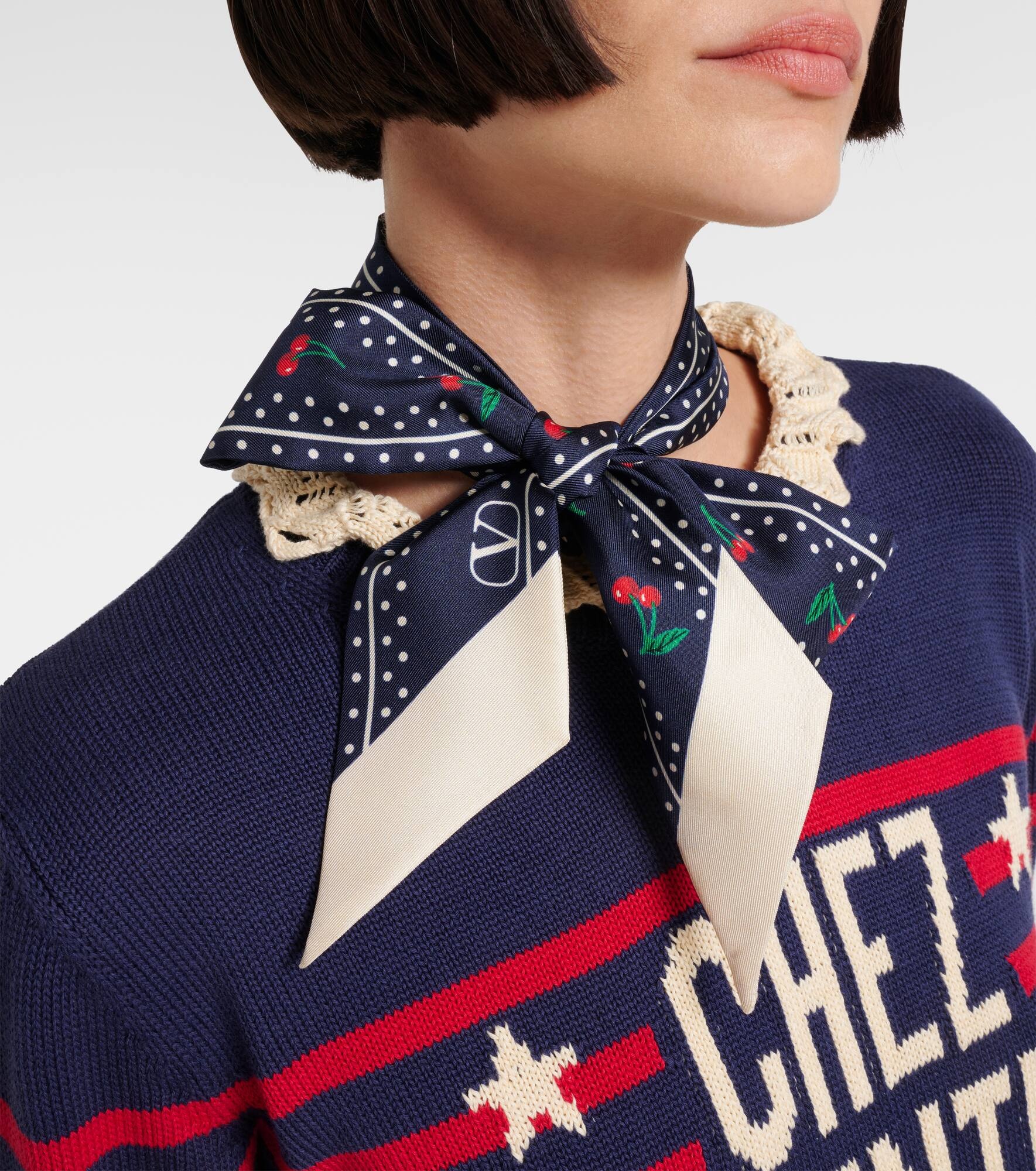 Cherryfic printed silk scarf - 2