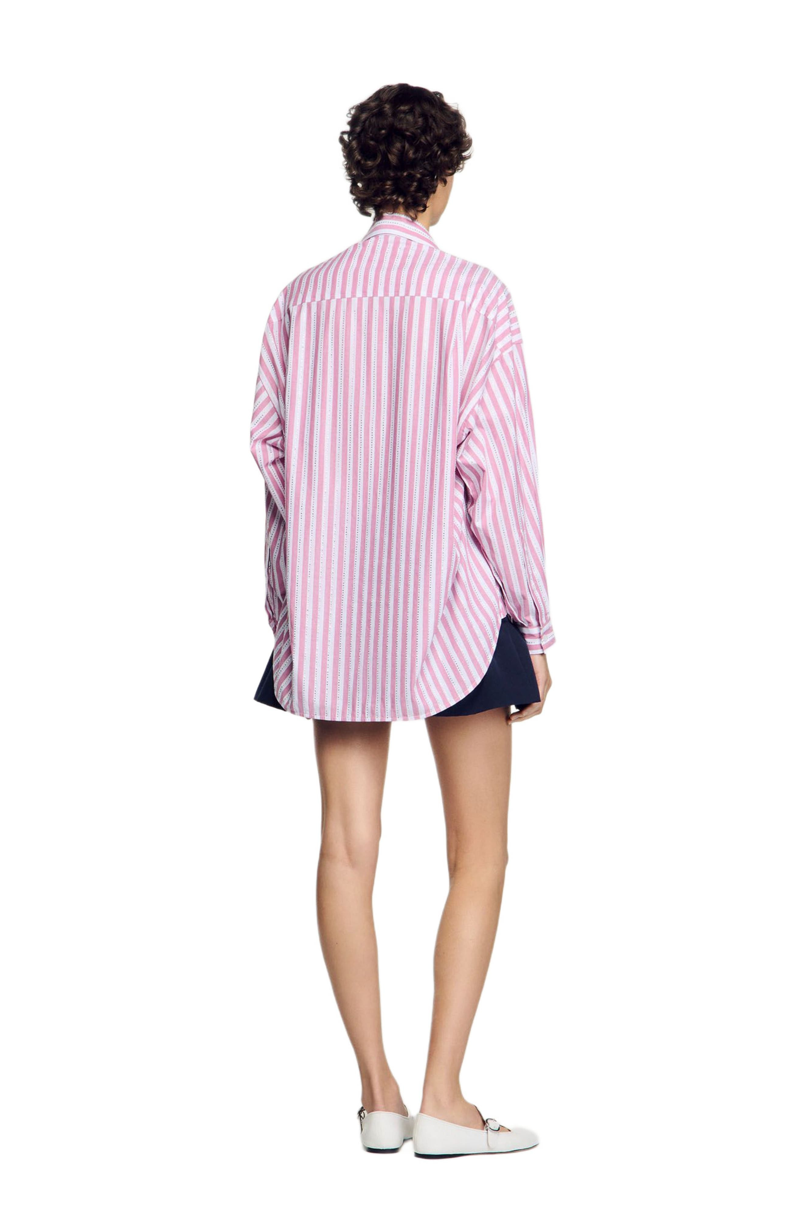 SANDRO Striped rhinestone shirt in Pink at Nordstrom - 2