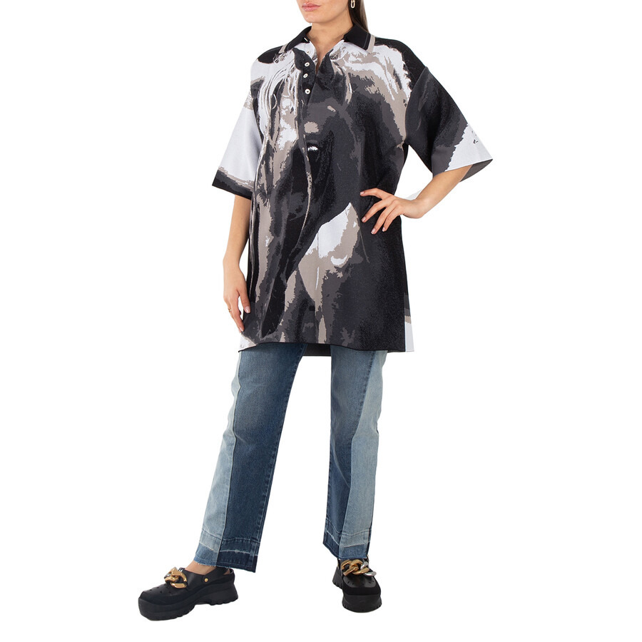 Stella McCartney Ladies Multi Graphic-Print Short-Sleeve Polo Shirt - 4