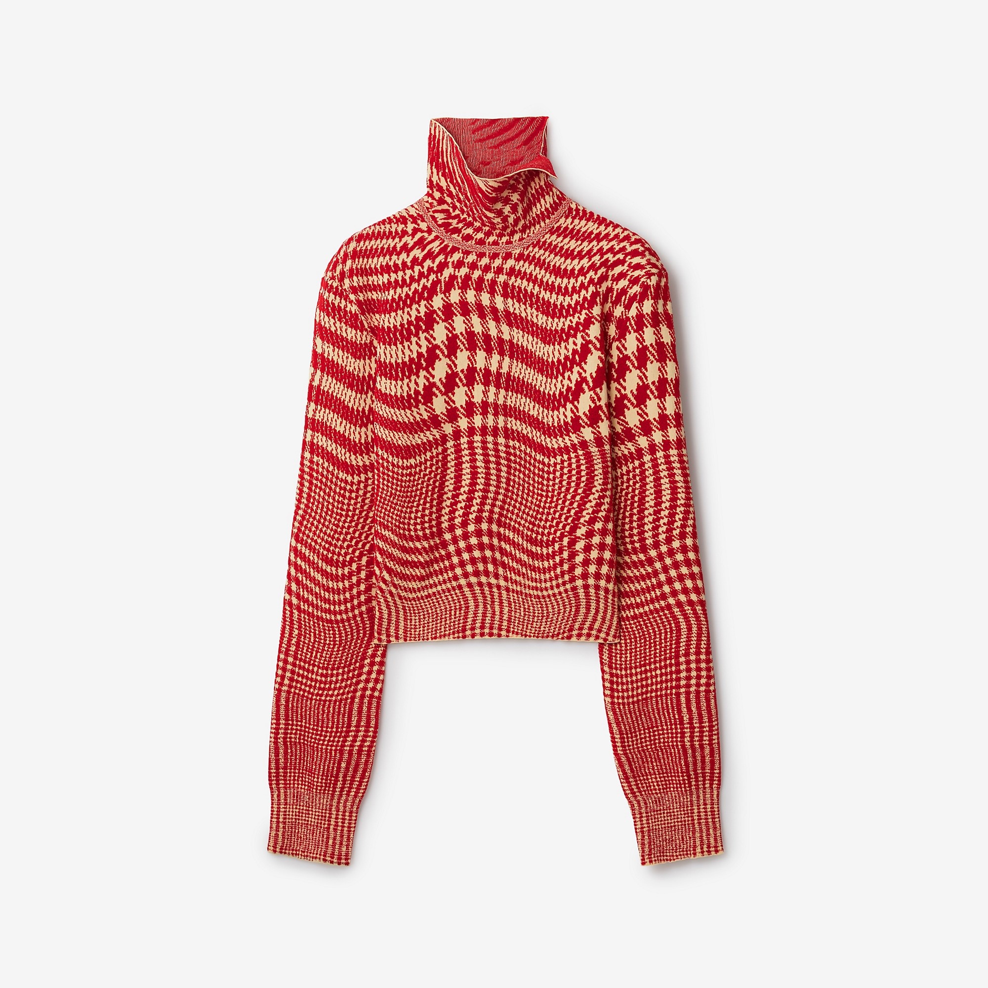 Warped Houndstooth Wool Blend Sweater - 1
