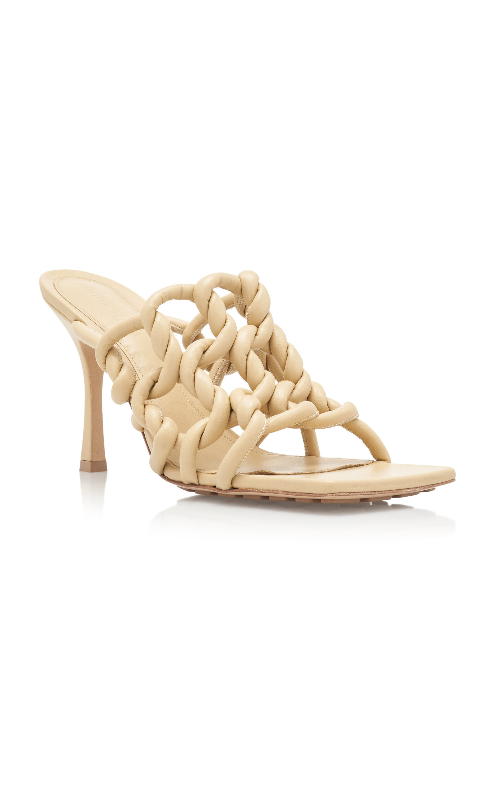 Stretch Nappa Leather Mule Sandals neutral - 6