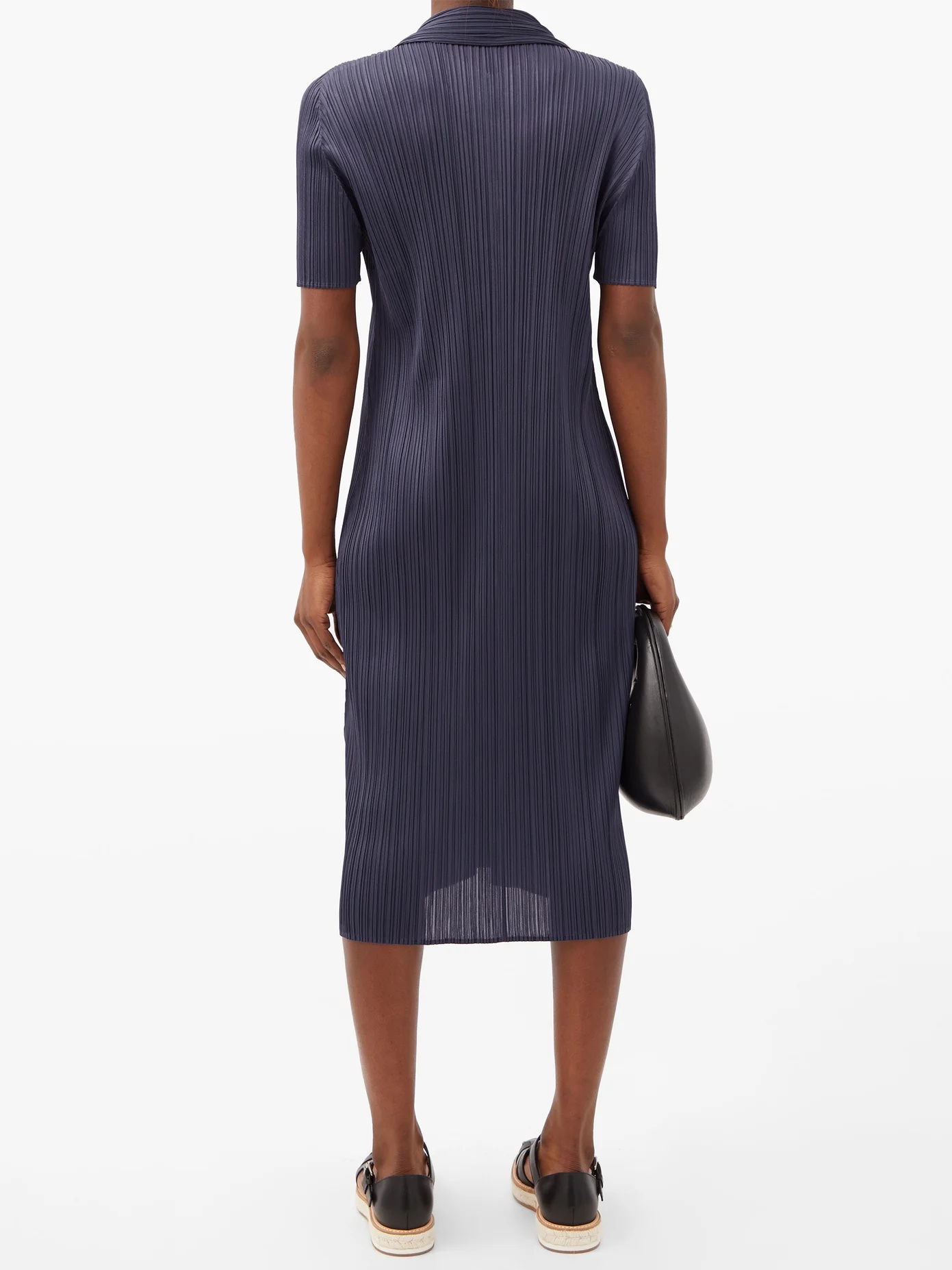 Collared technical-pleated midi dress - 5