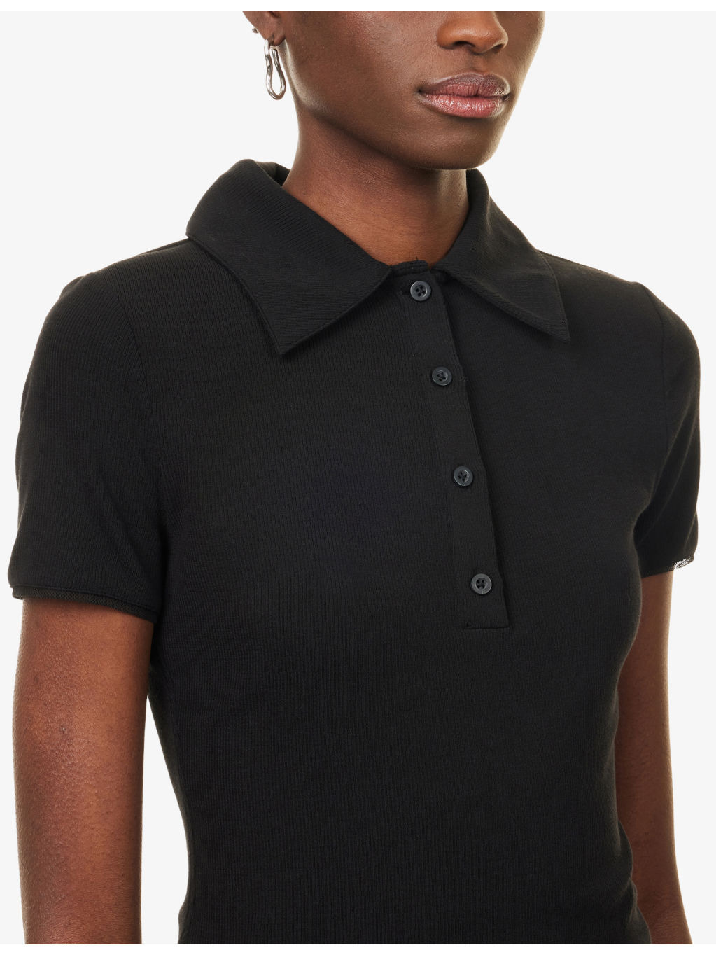 The Mesh Trim Knitted Polo Top - 5