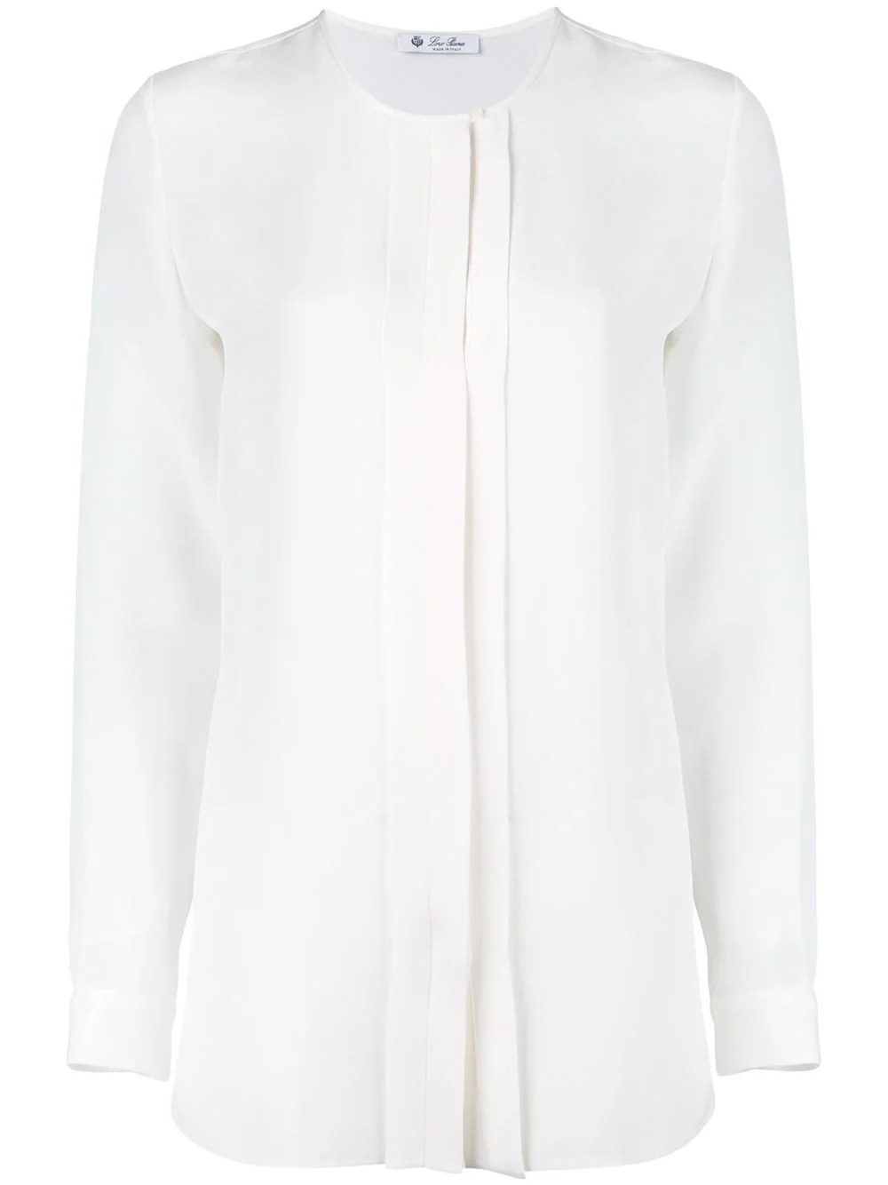CREW NECK LONG SLEEVE WHITE BLOUSE "White Blouses" - 1