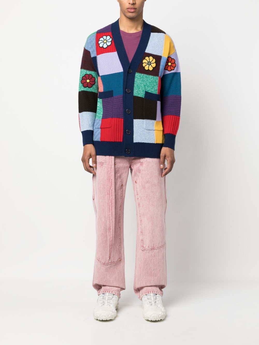 patchwork-design crochet cardigan - 3