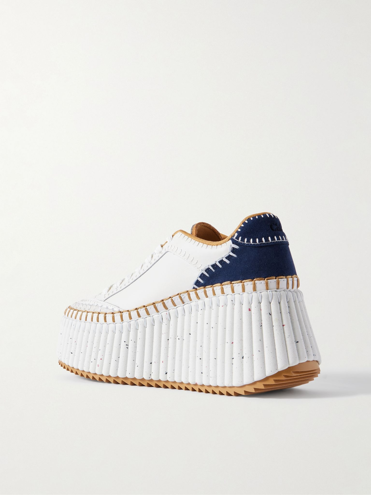 Nama suede-trimmed leather platform sneakers White - 3