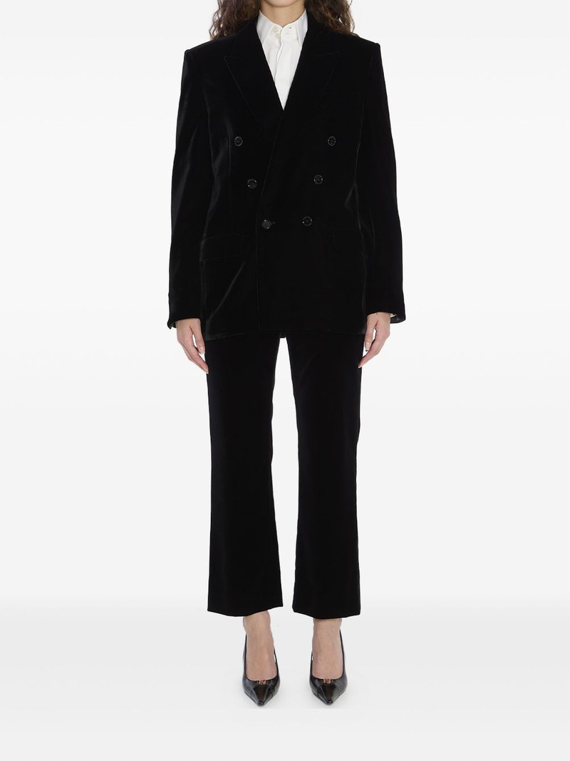 SAINT LAURENT Cassandre double-breasted velvet jacket outlook
