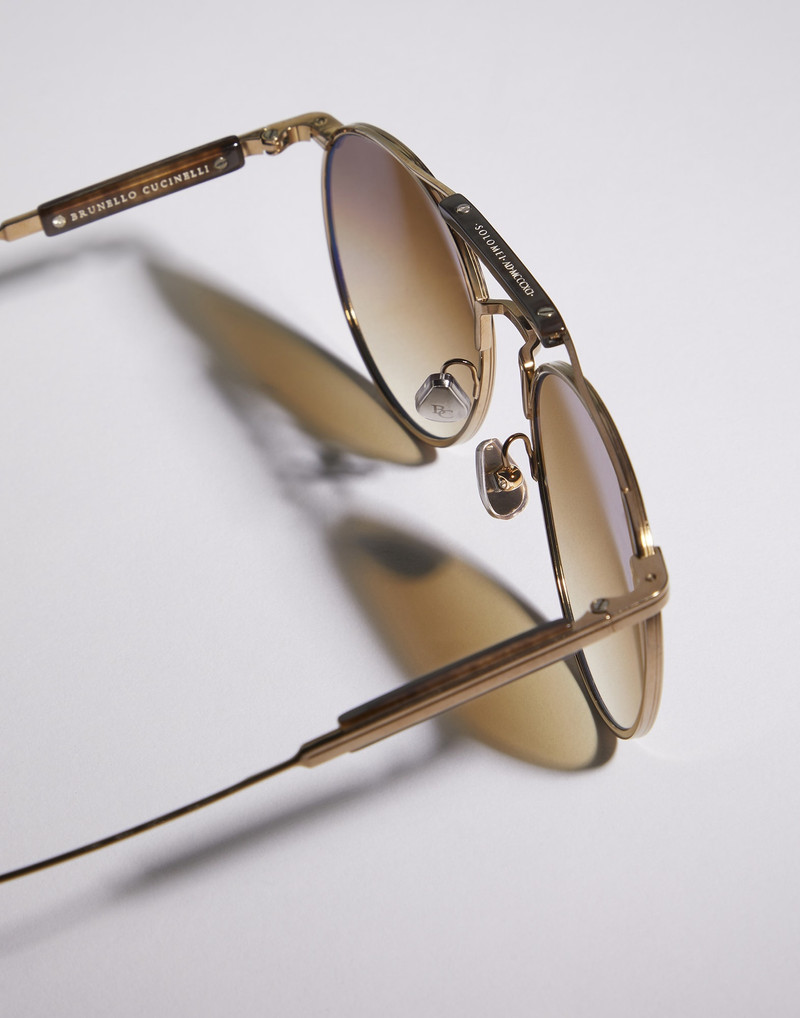 Sartorial Sunset gold-plated titanium and horn sunglasses 3