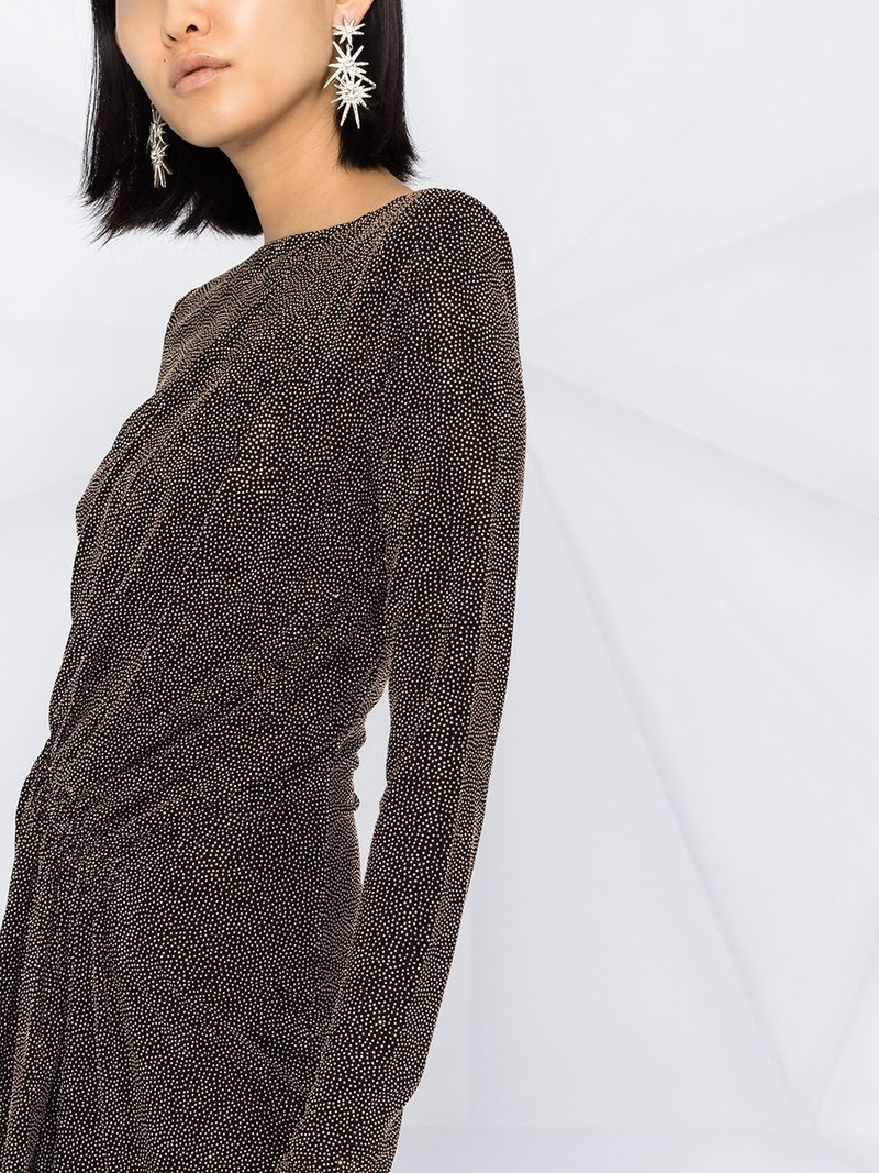 draped metallic padded-shoulder dress 5