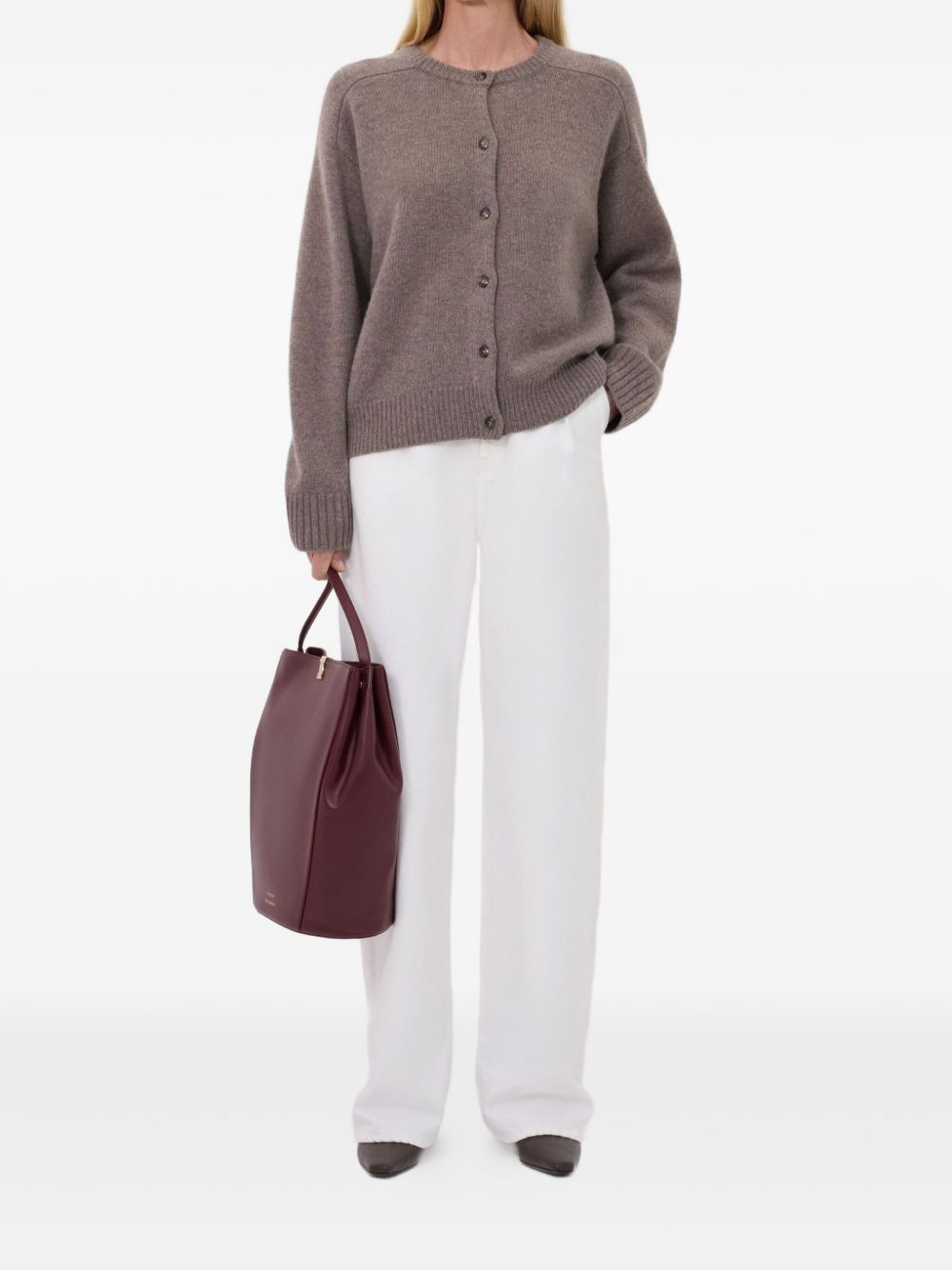 ribbed crew-neck cardigan - 2
