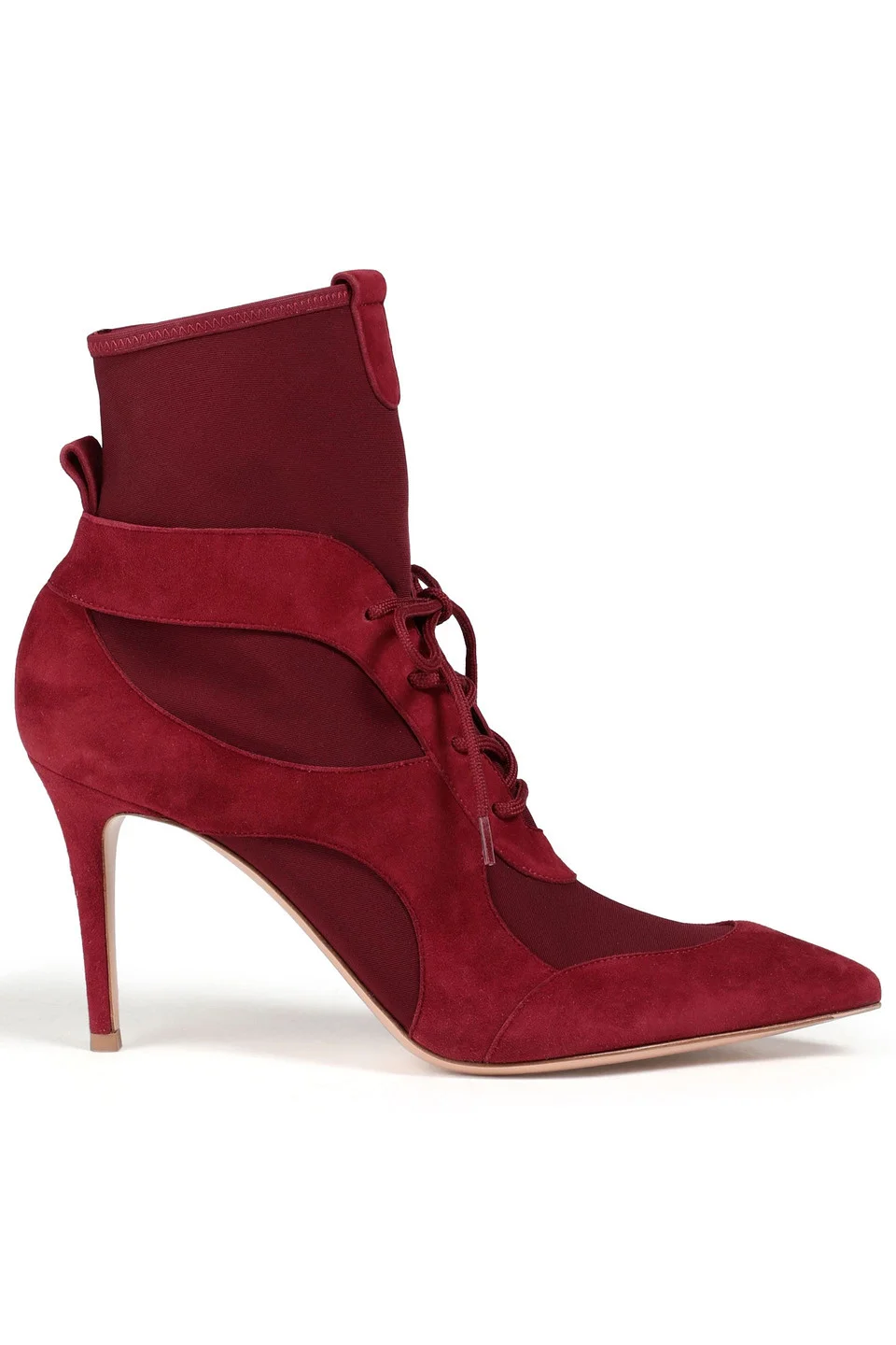 Jenna suede-paneled stretch-knit sock boots - 1