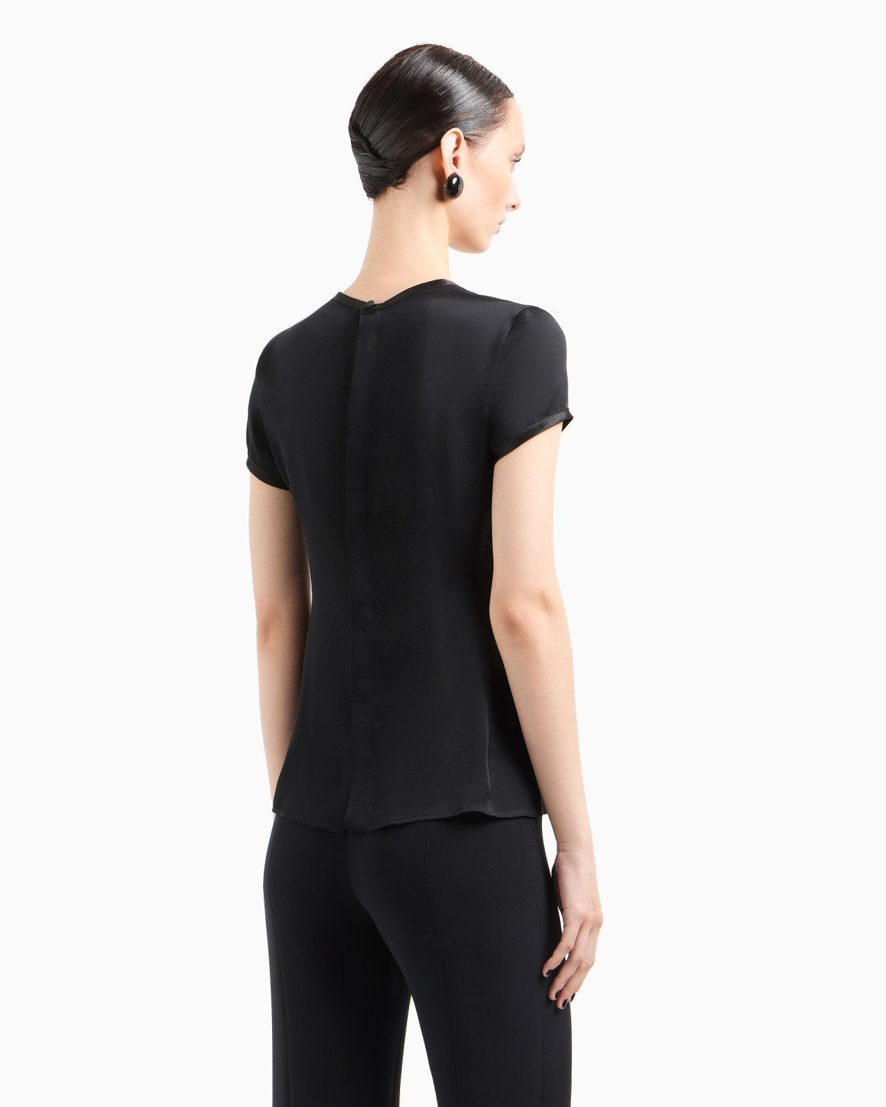 Silk charmeuse blouse with V neckline - 3