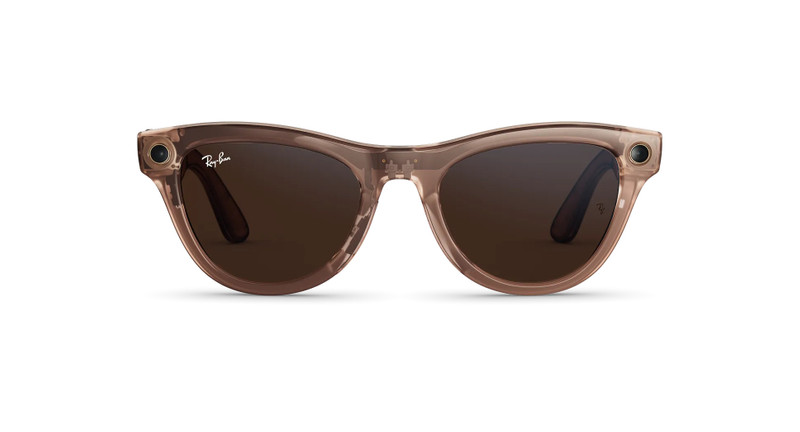 Ray-Ban Meta Skyler (Gen 2) Shiny Transparent Peach Transitions® Brown Lenses 1