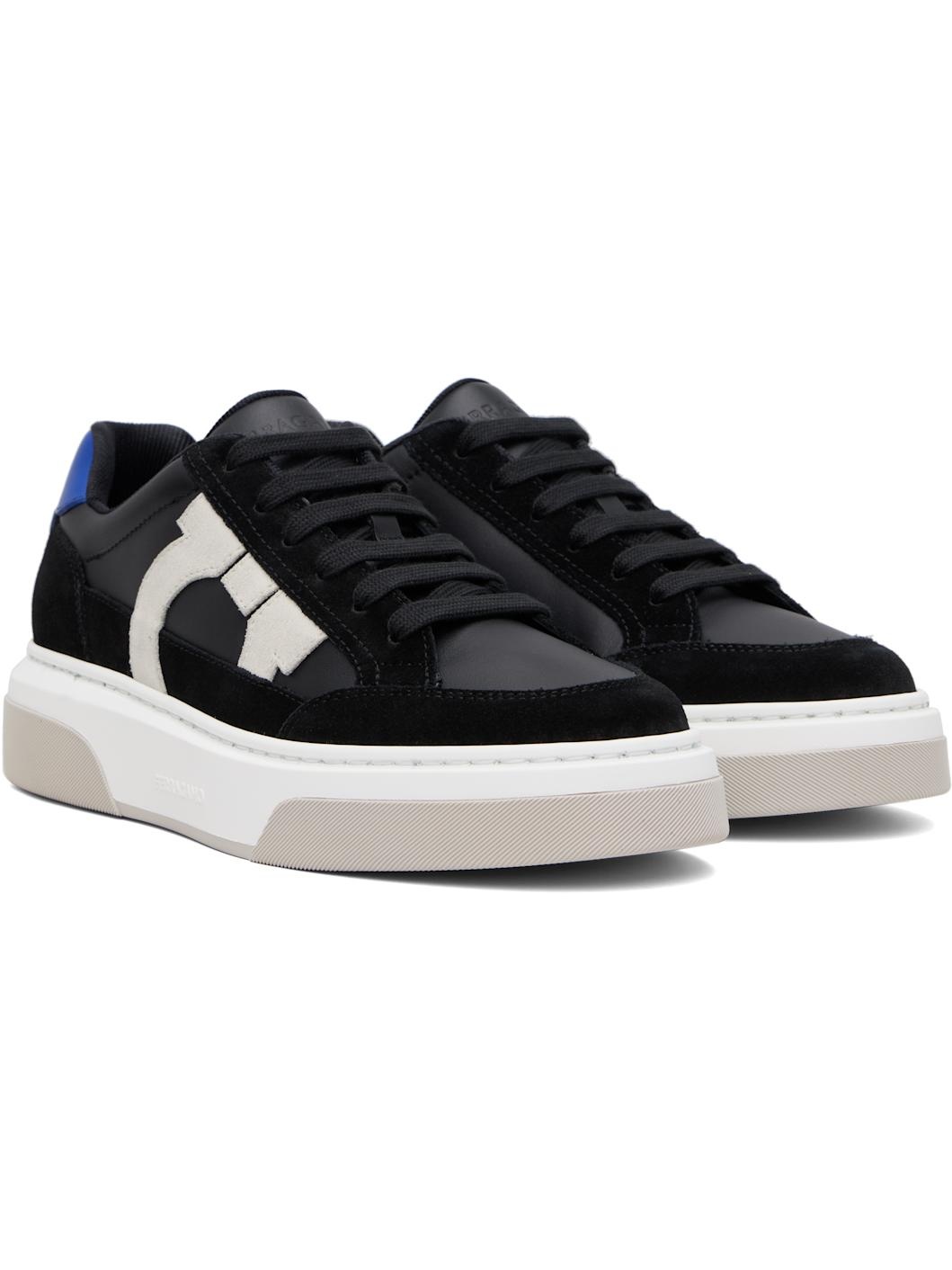Black Low Cut Gancini Outline Sneakers - 4