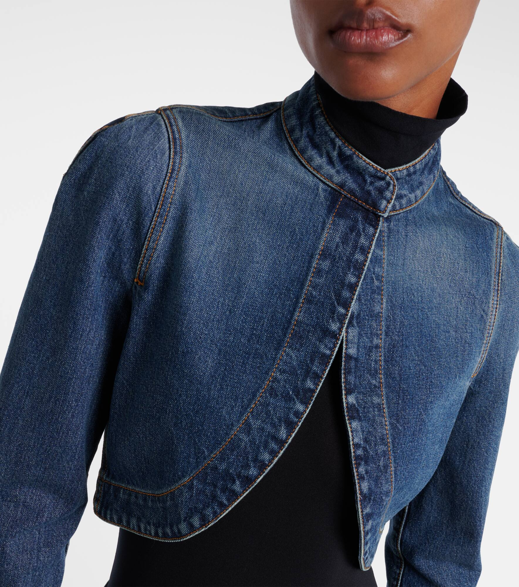 Cropped denim jacket - 4