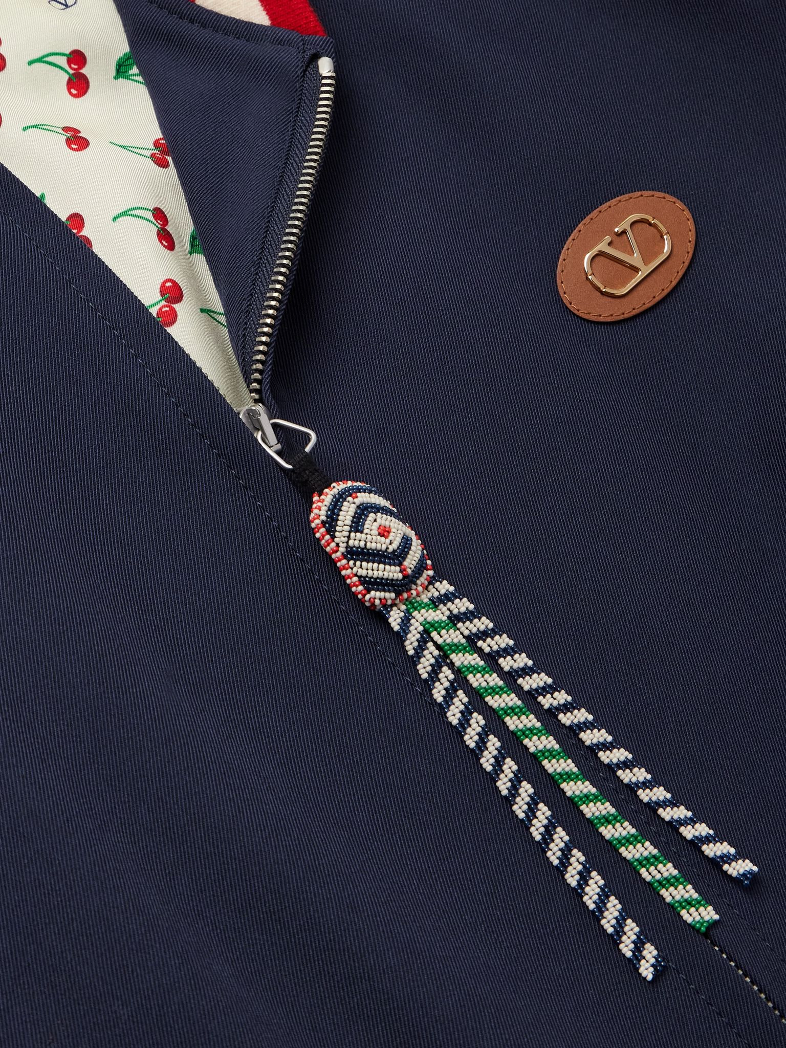 Le Chat De La Maison Logo-Appliquéd Two-Tone Virgin Wool and Cotton-Blend Twill Bomber Jacket Navy - 4