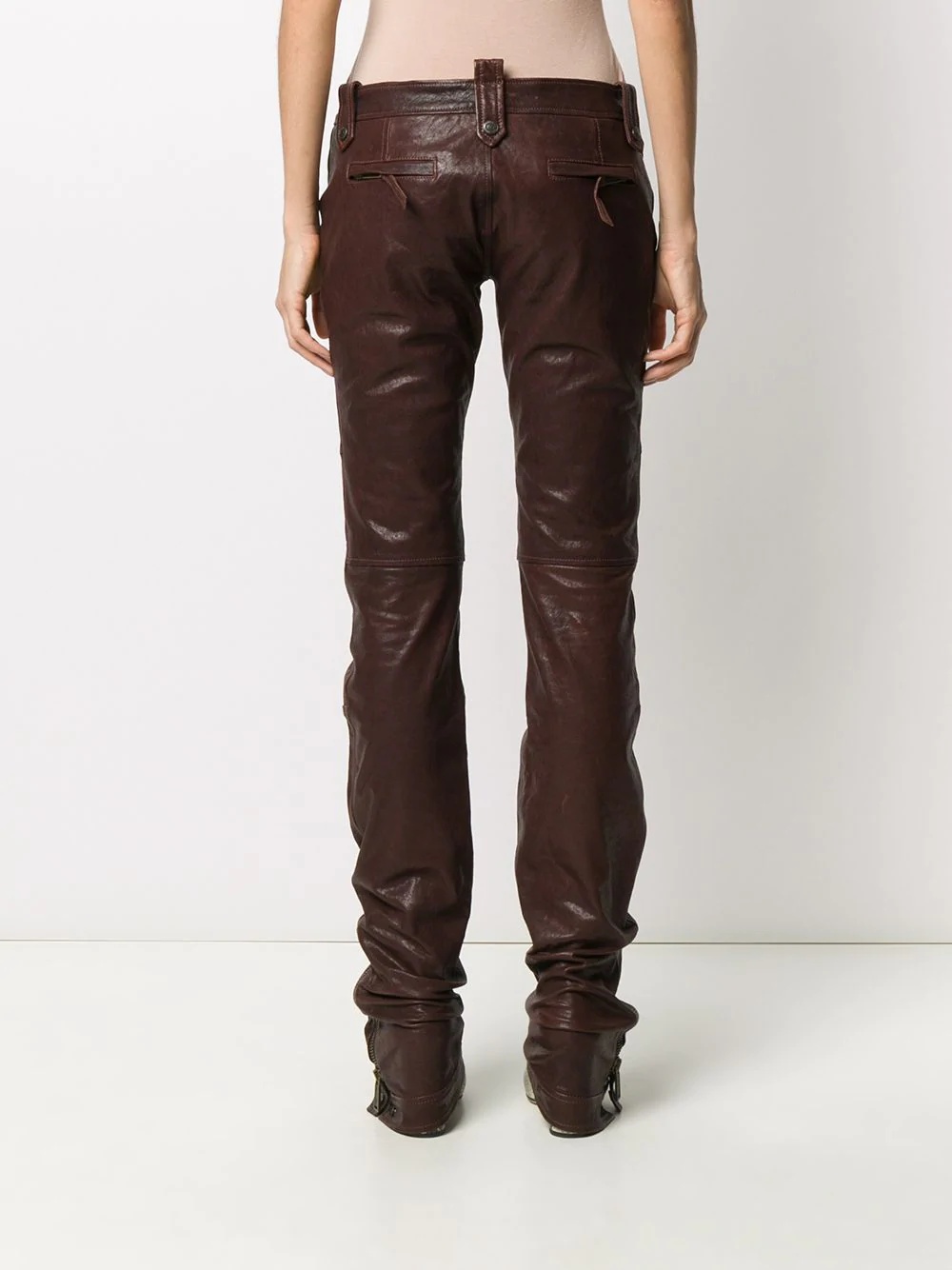 straight-leg leather trousers - 4