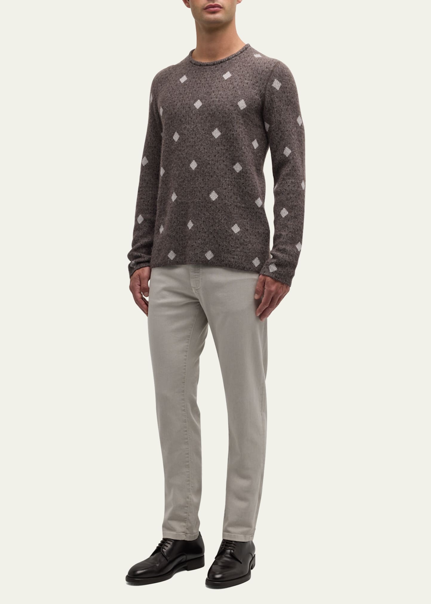 Men's Diamond Jacquard Cashmere-Blend Sweater - 2