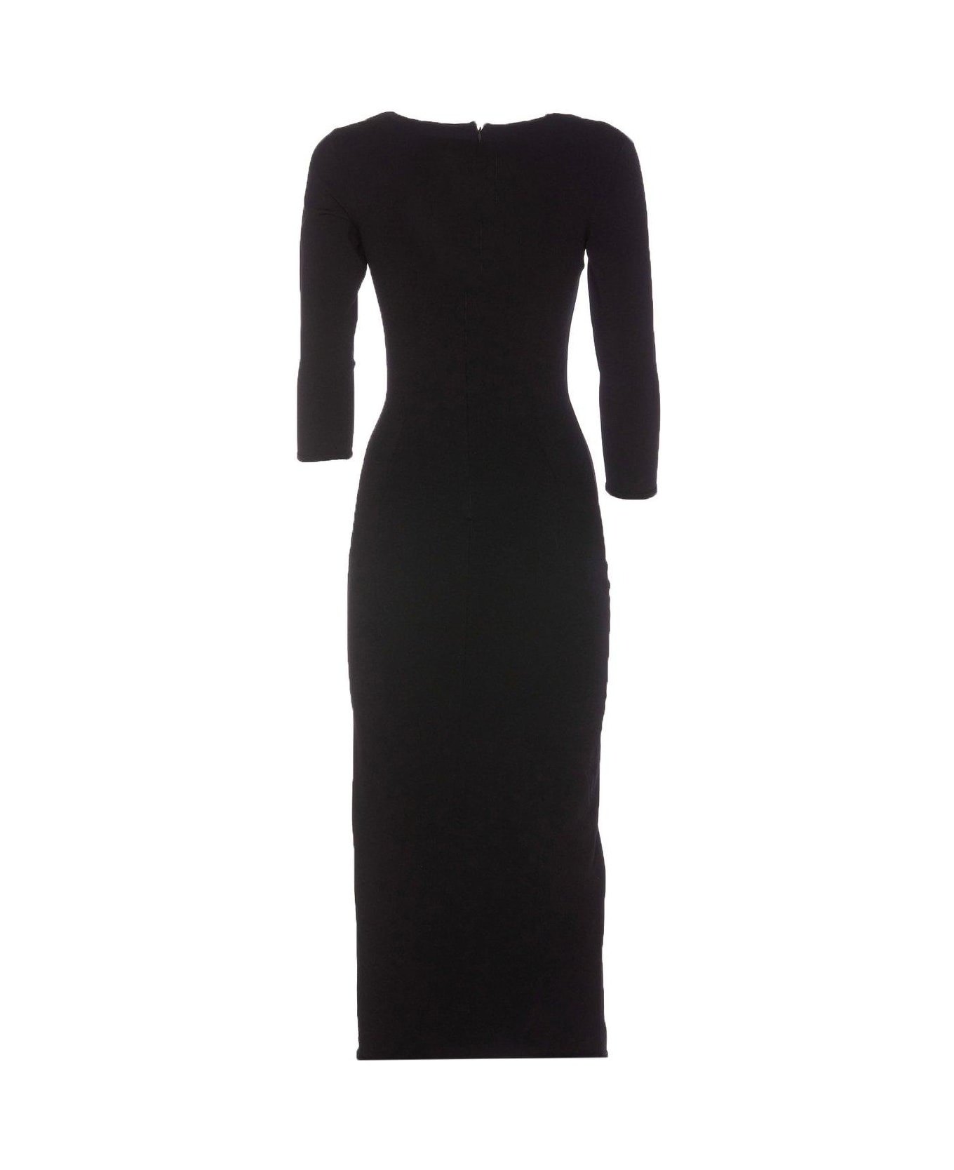 Logo Plaque Scoop Neck Midi Dress - 2