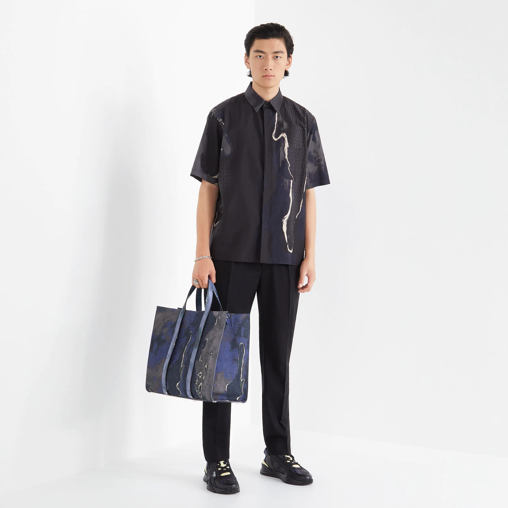 Blue and black Sunset jacquard fabric bag - 6