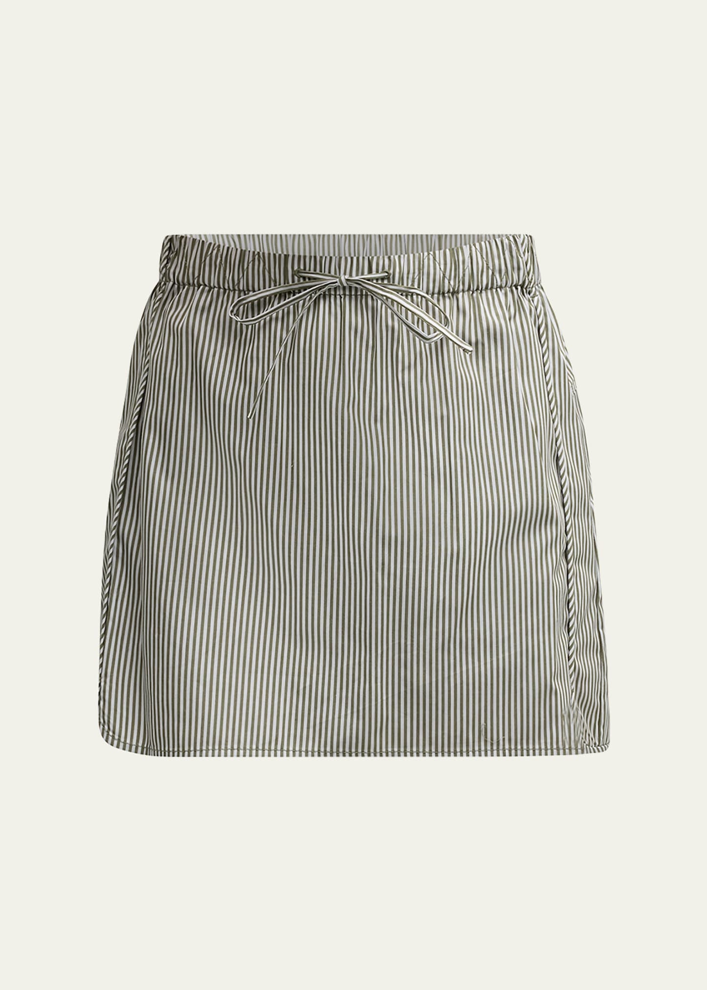 Shiori Drawstring Cotton Stripe Mini Skirt - 1