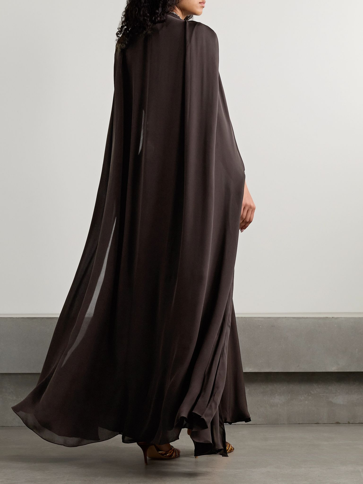 New Destiny silk-georgette cape Brown - 3