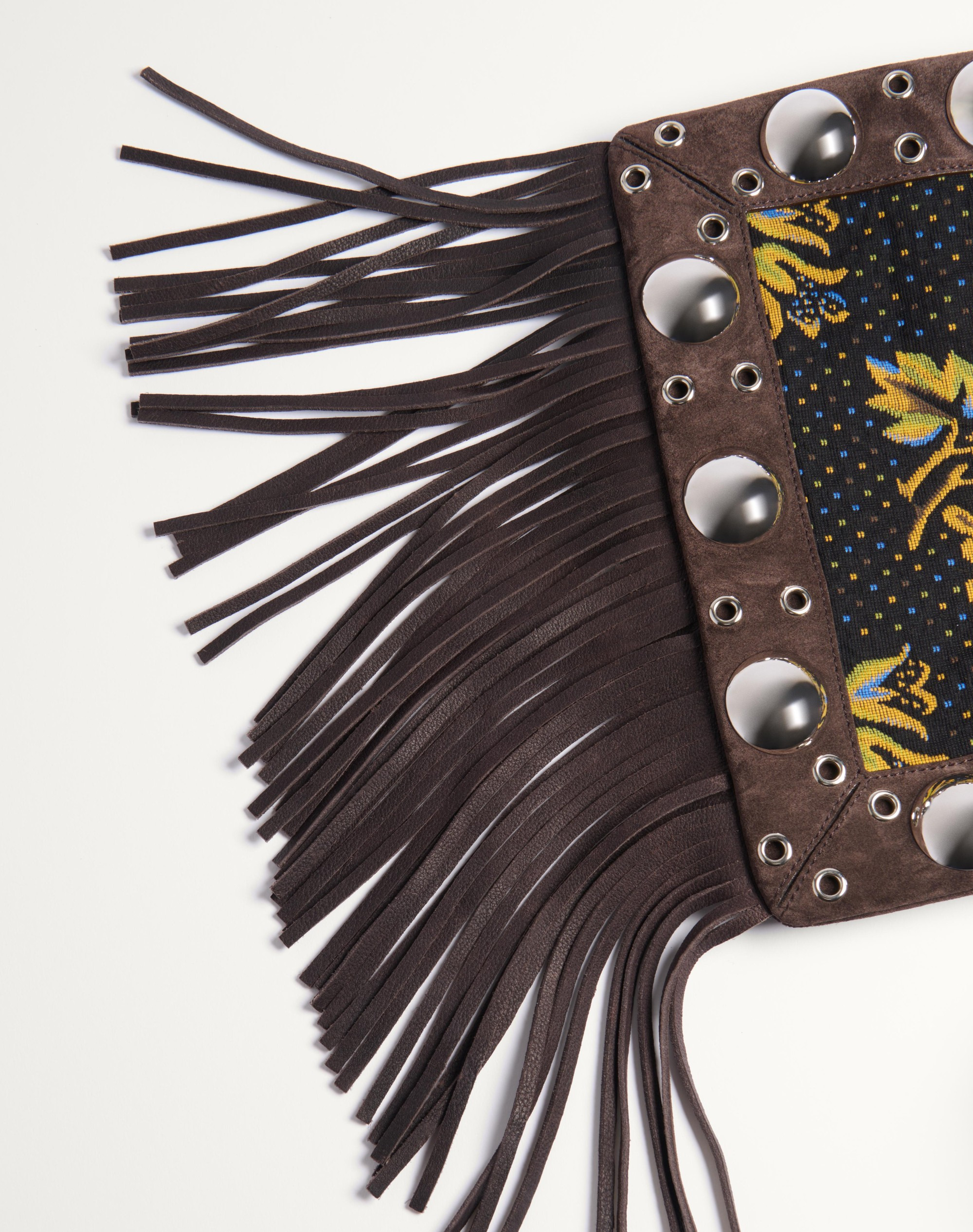 VALENTINO GARAVANI NELLCÔTE SHOULDER BAG IN JACQUARD FABRIC WITH FRINGES - 6