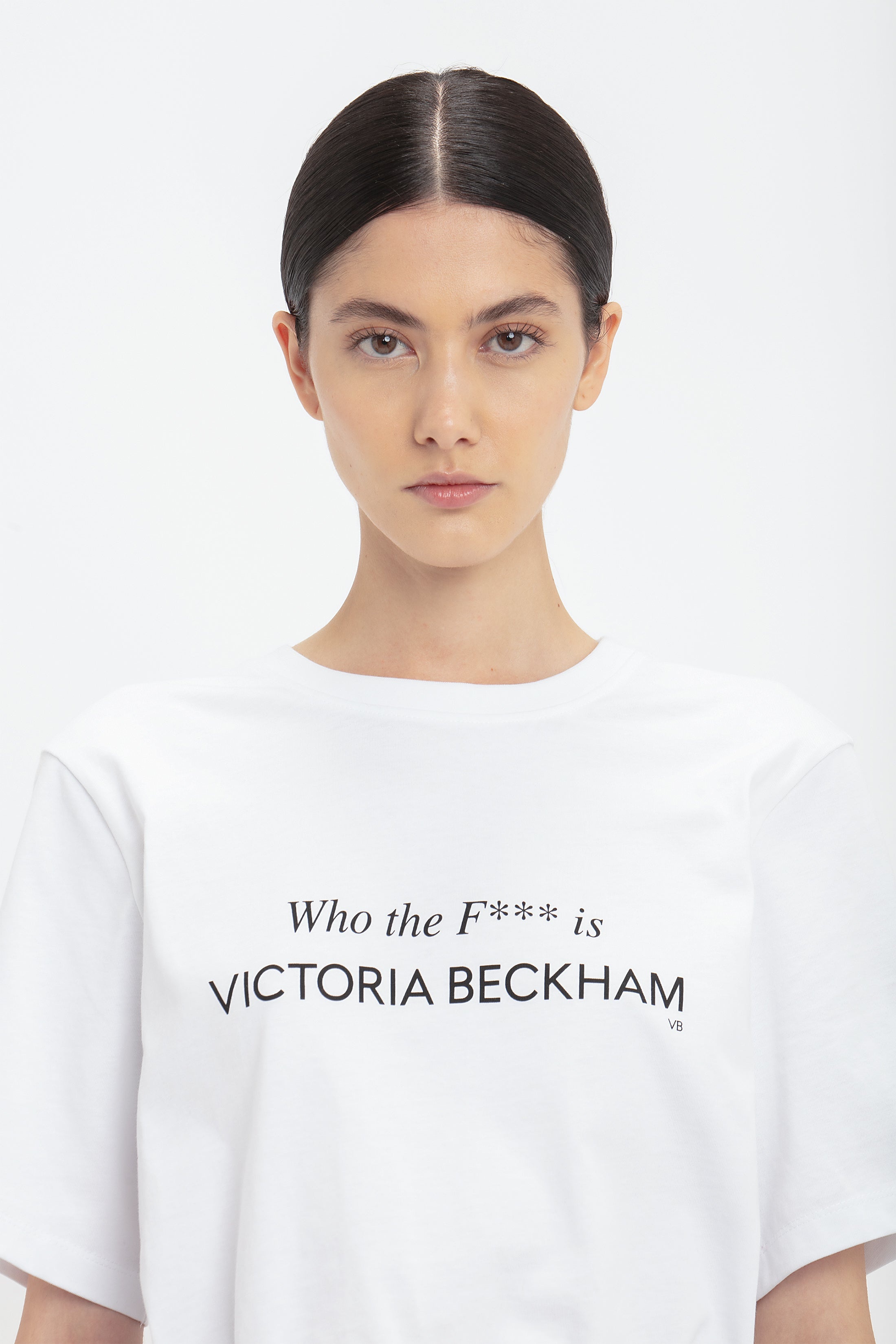 'Who The F*** Is Victoria Beckham' Slogan T-Shirt In White - 5