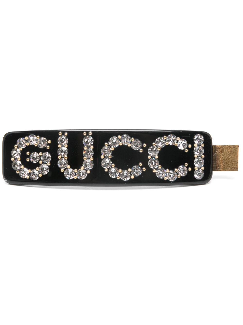 rhinestone-embellished logo hair clip - 1
